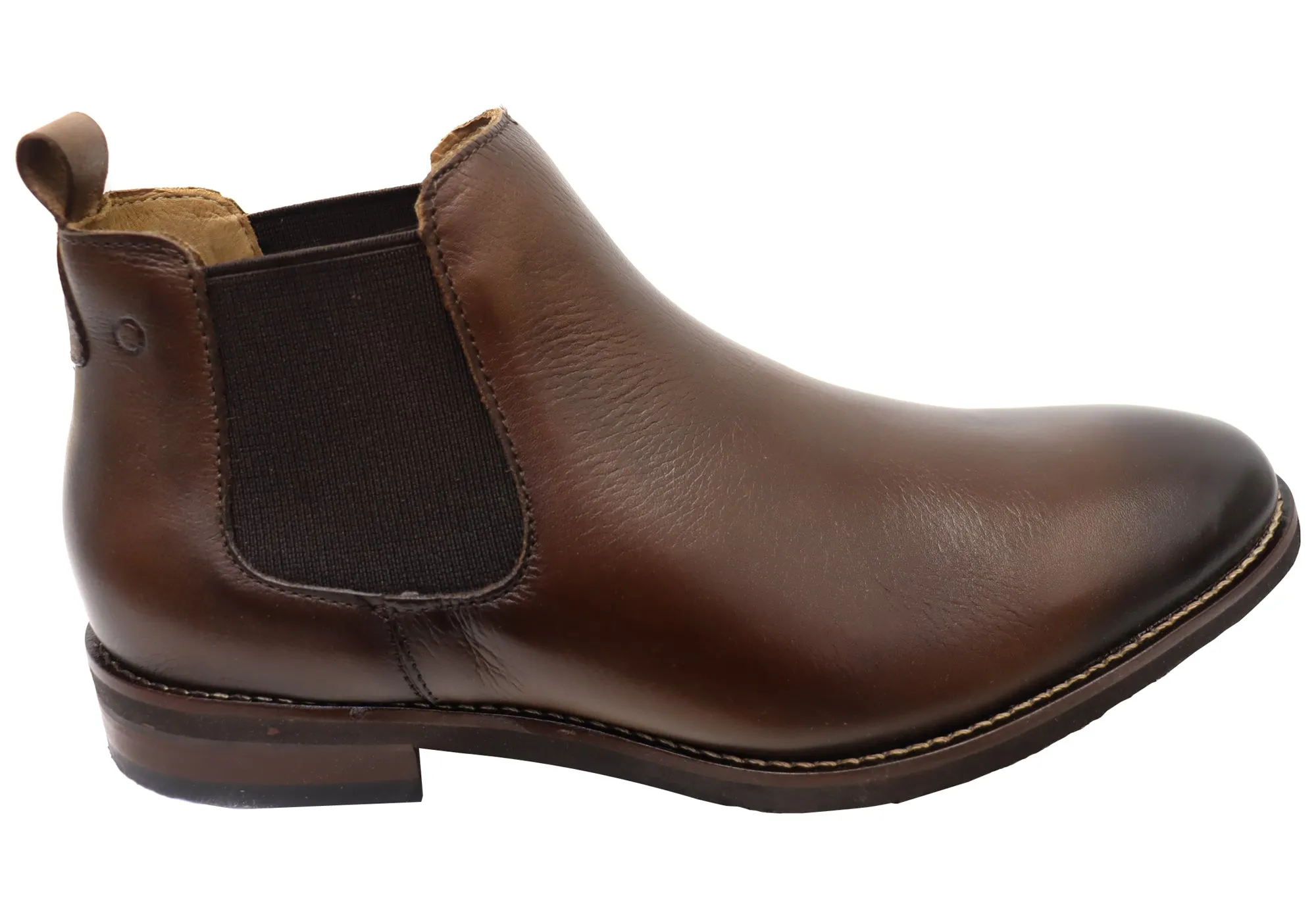 Democrata Jacko Mens Comfortable Leather Chelsea Boots Made In Brazil Tread Pattern