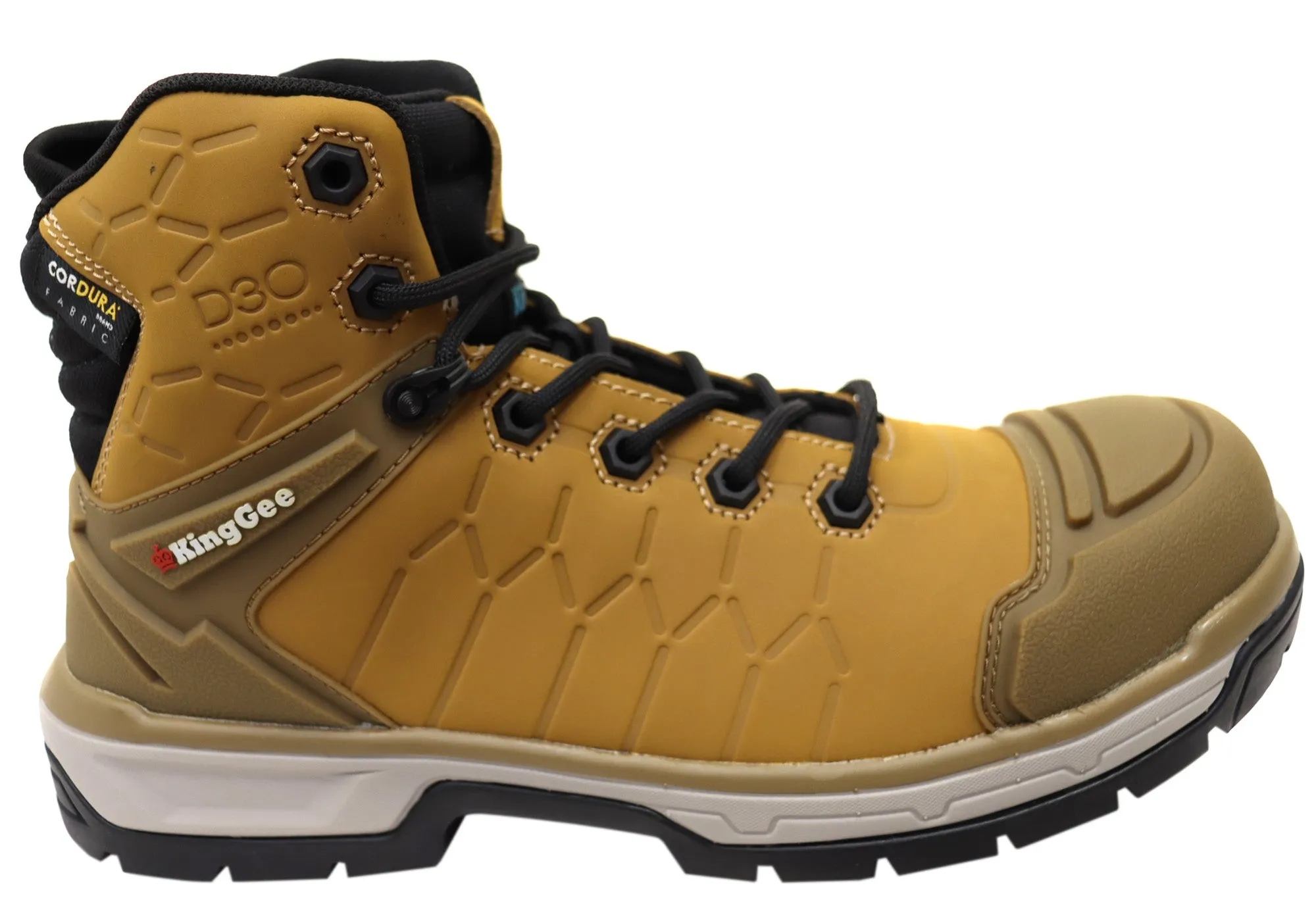 KingGee Mens Quantum Hybrid Zip Lace Composite Toe Work Boots 5 Inch Quick Drying Stylish Explorer
