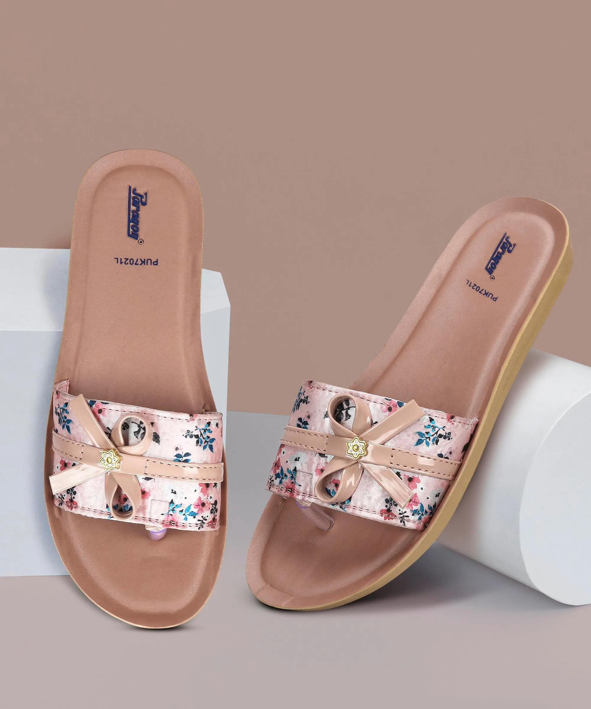 Ergonomic Shape Wear resistant Paragon PUK7021L Women's Peach Sliders with Cushioned Sole for Everyday Use