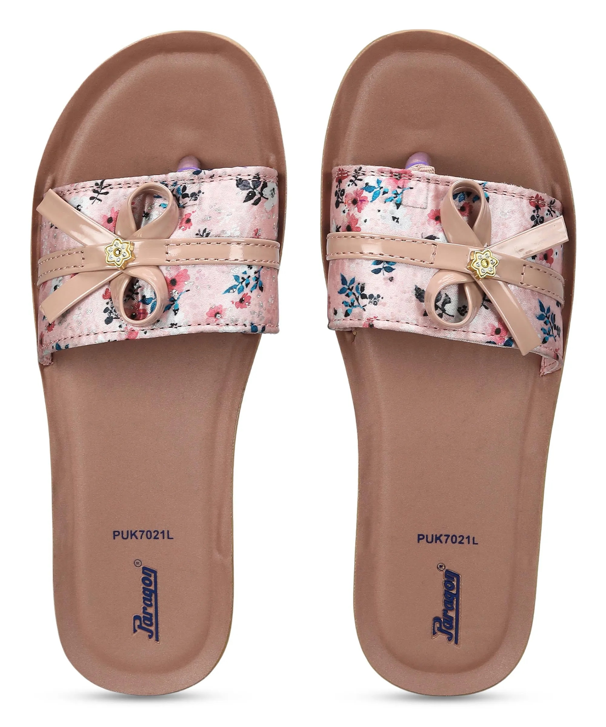 Comfortable Heel Paragon PUK7021L Women's Peach Sliders with Cushioned Sole for Everyday Use
