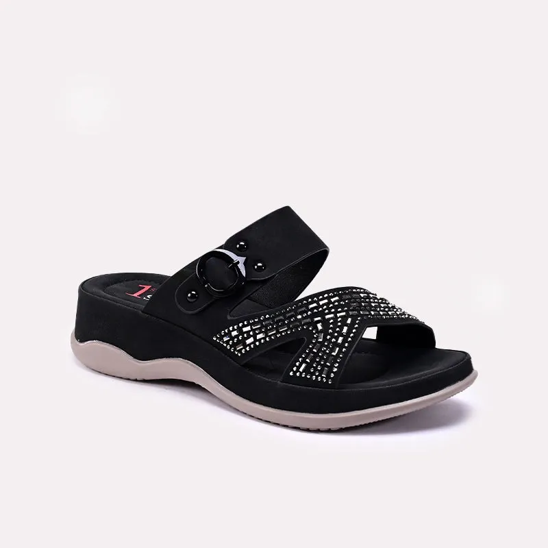 Womens Black Casual Slippers 0413408 Breathable City Adventure Street Glow