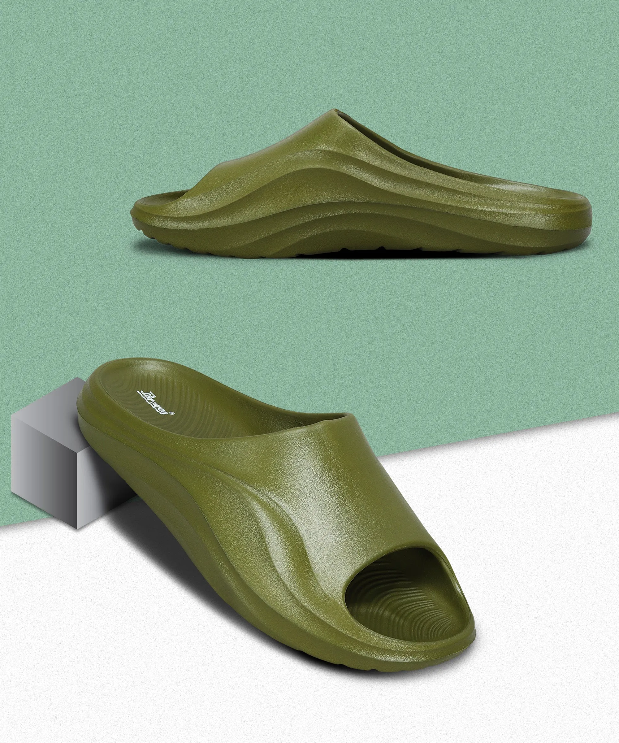Paragon EVK10926G Men's Waterproof Green Sliders with Comfortable Sole Sturdy