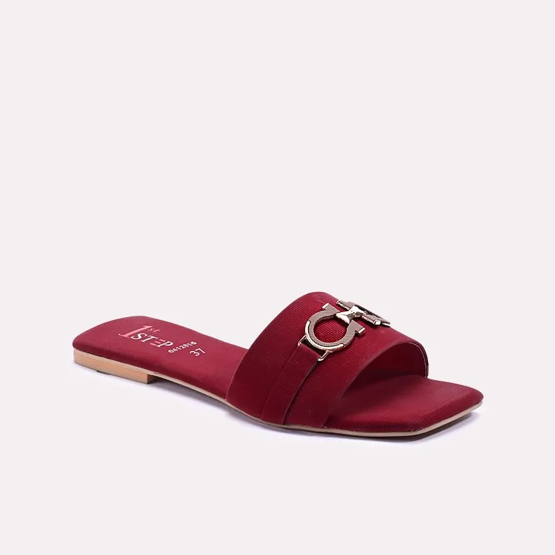 Maroon Flat Casual Slippers 0412816 Rapid Motion Icon Edge