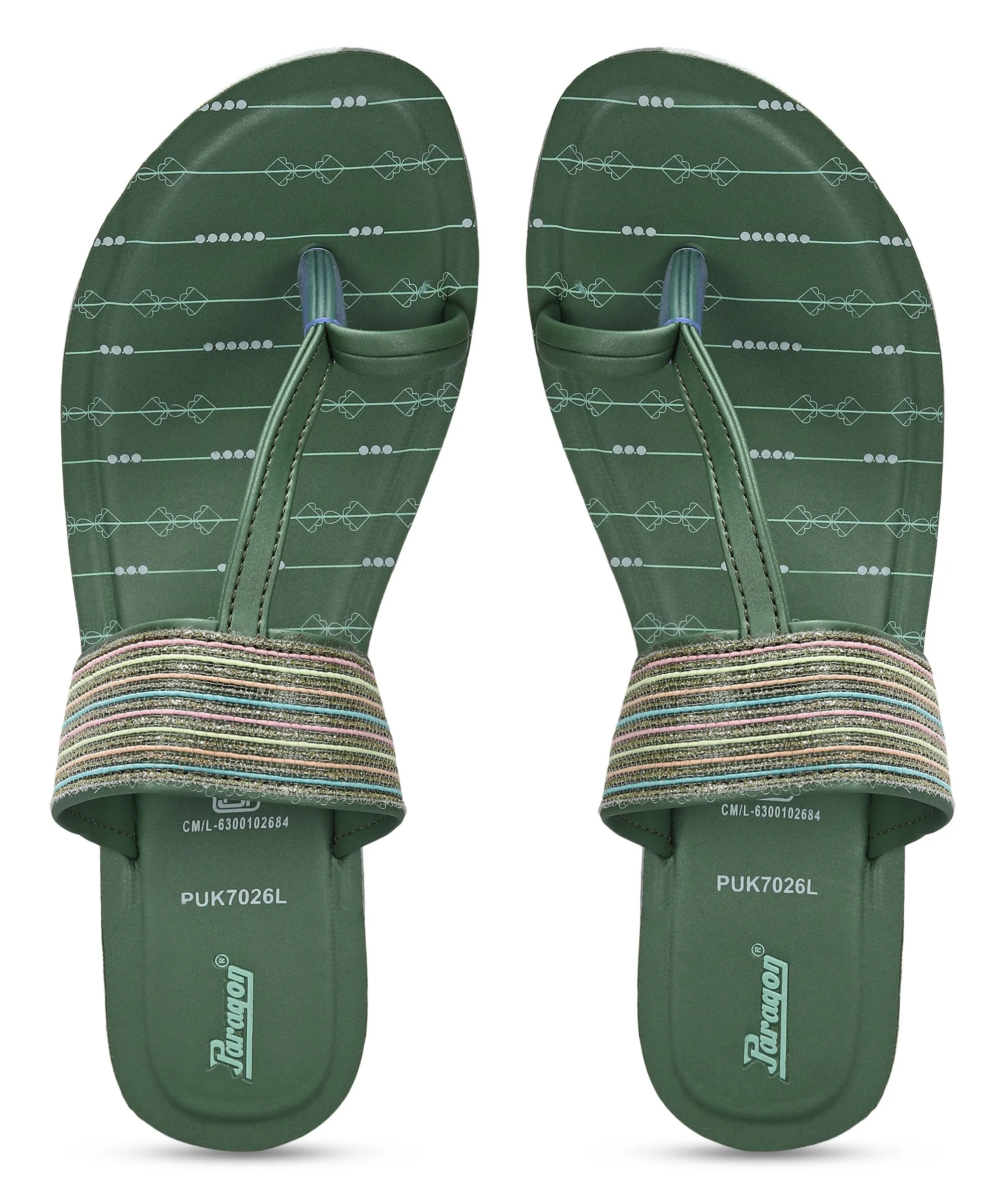 Flexible Flats Comfortable Travel Footwear Paragon Women's Green Wedge Sandals with Cushioned Sole and Sturdy Construction for Everyday Use