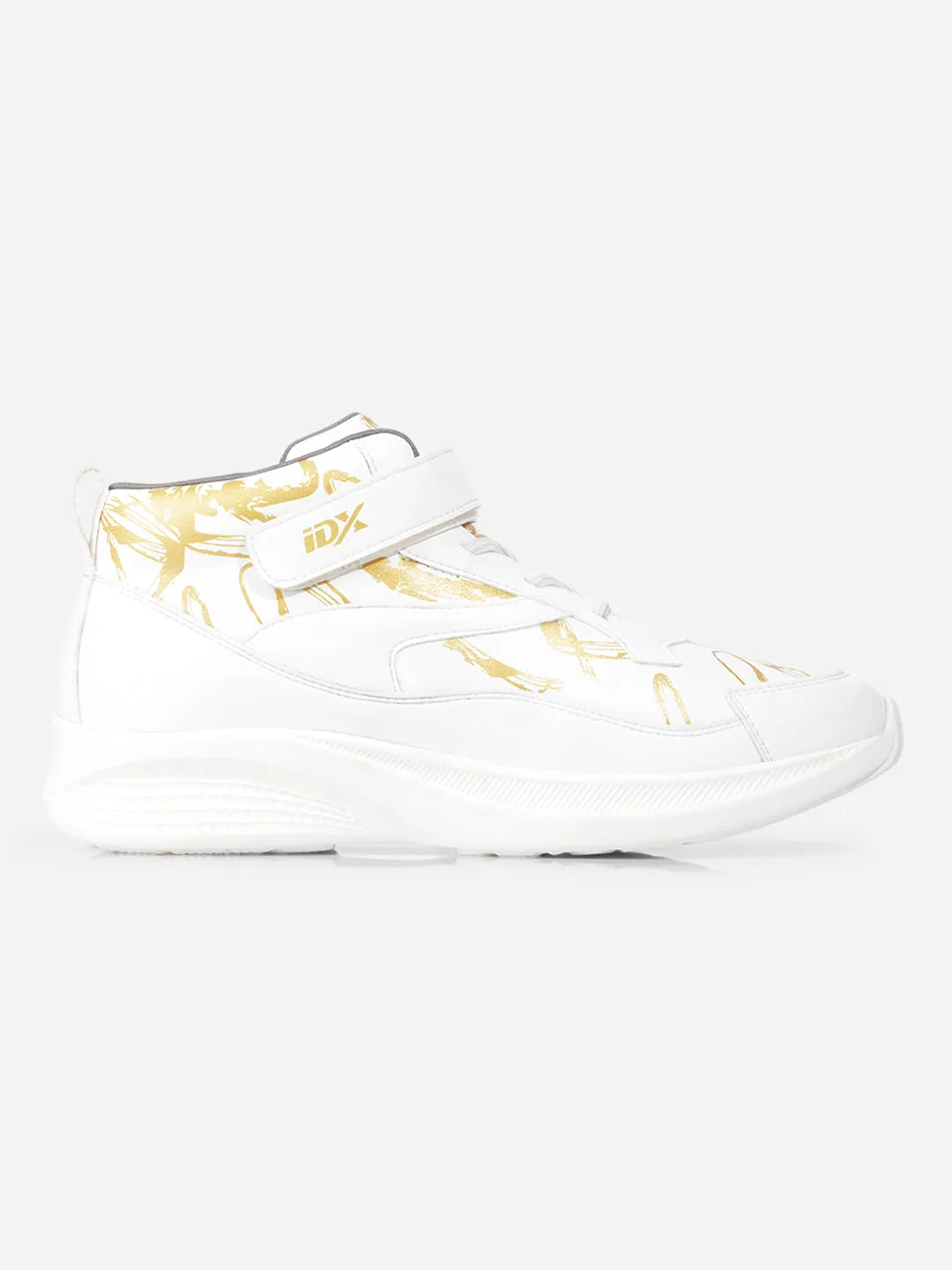 Men's White Texture Print Sneakers IX7132 Athleisure Fit Hygienic Footbed Coating