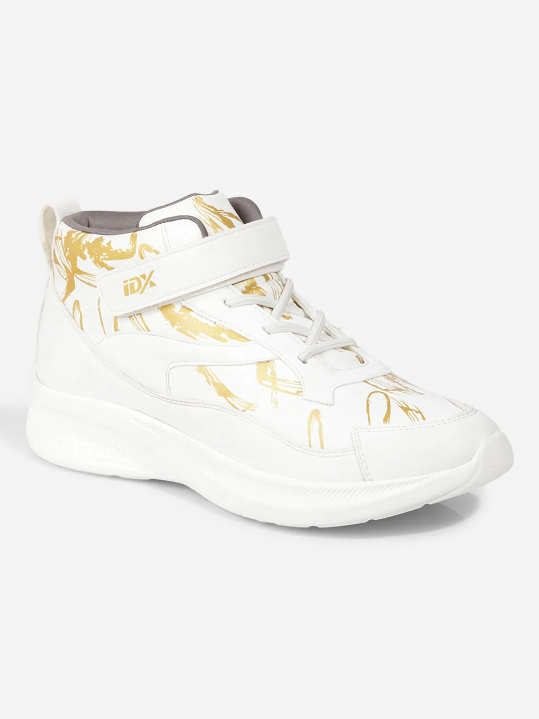 High Top Design Men's White Texture Print Sneakers IX7132