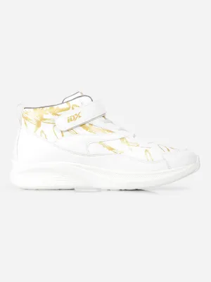 Men's White Texture Print Sneakers IX7132 Athleisure Fit Hygienic Footbed Coating