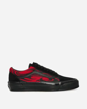 Premium Old Skool Y2K Flame Sneakers Black / Red Energy Core Sweat Resistant Urban Stroll