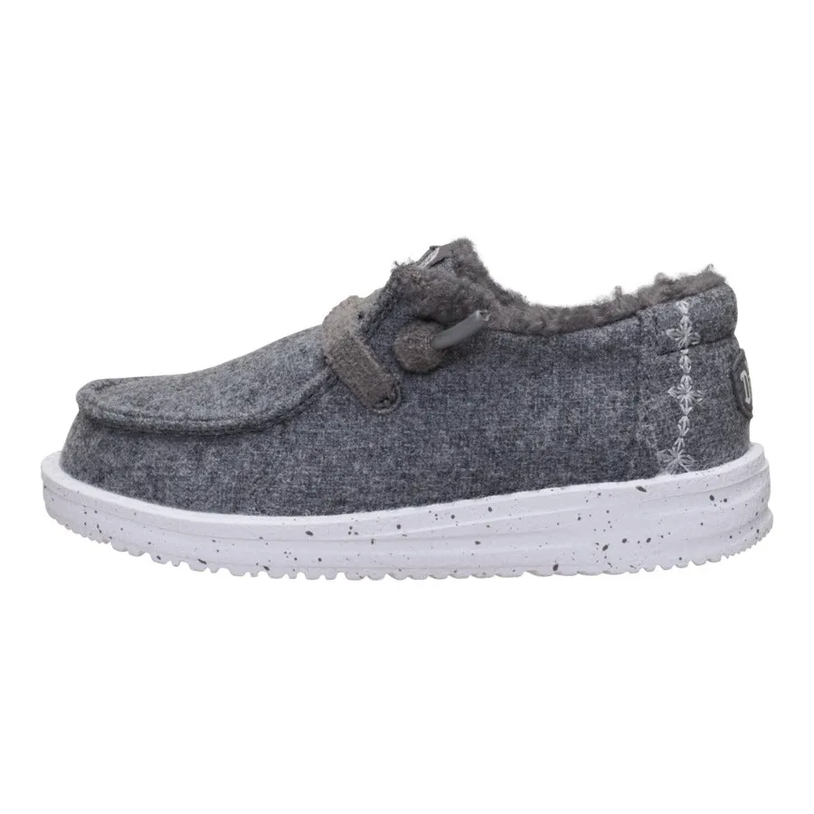 Wendy Toddler Wool Cozy - Charcoal Adjustable Straps Pressure Relief Grooves