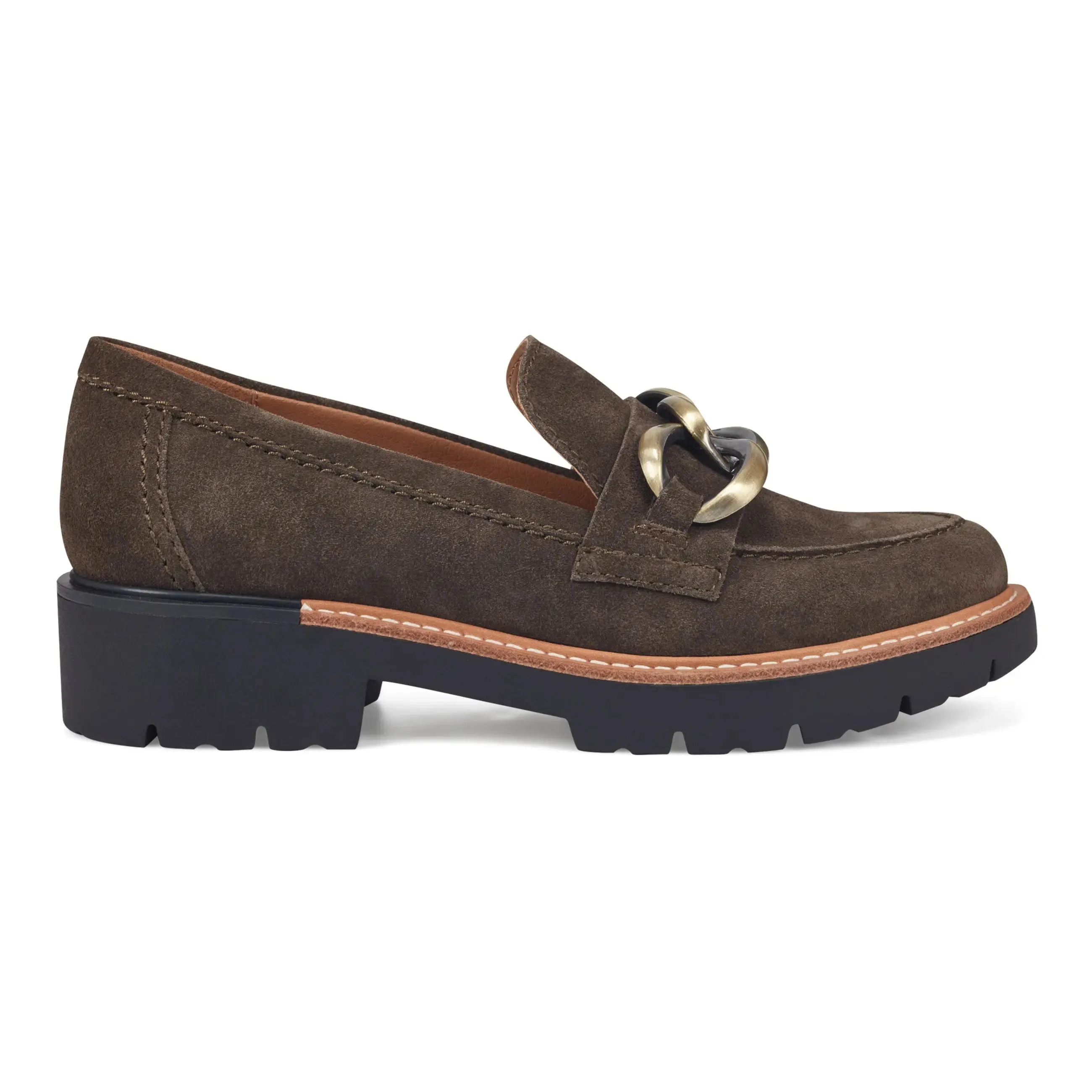 Zalor Round Toe Lug Sole Casual Slip-on Loafers Elastic shape fit