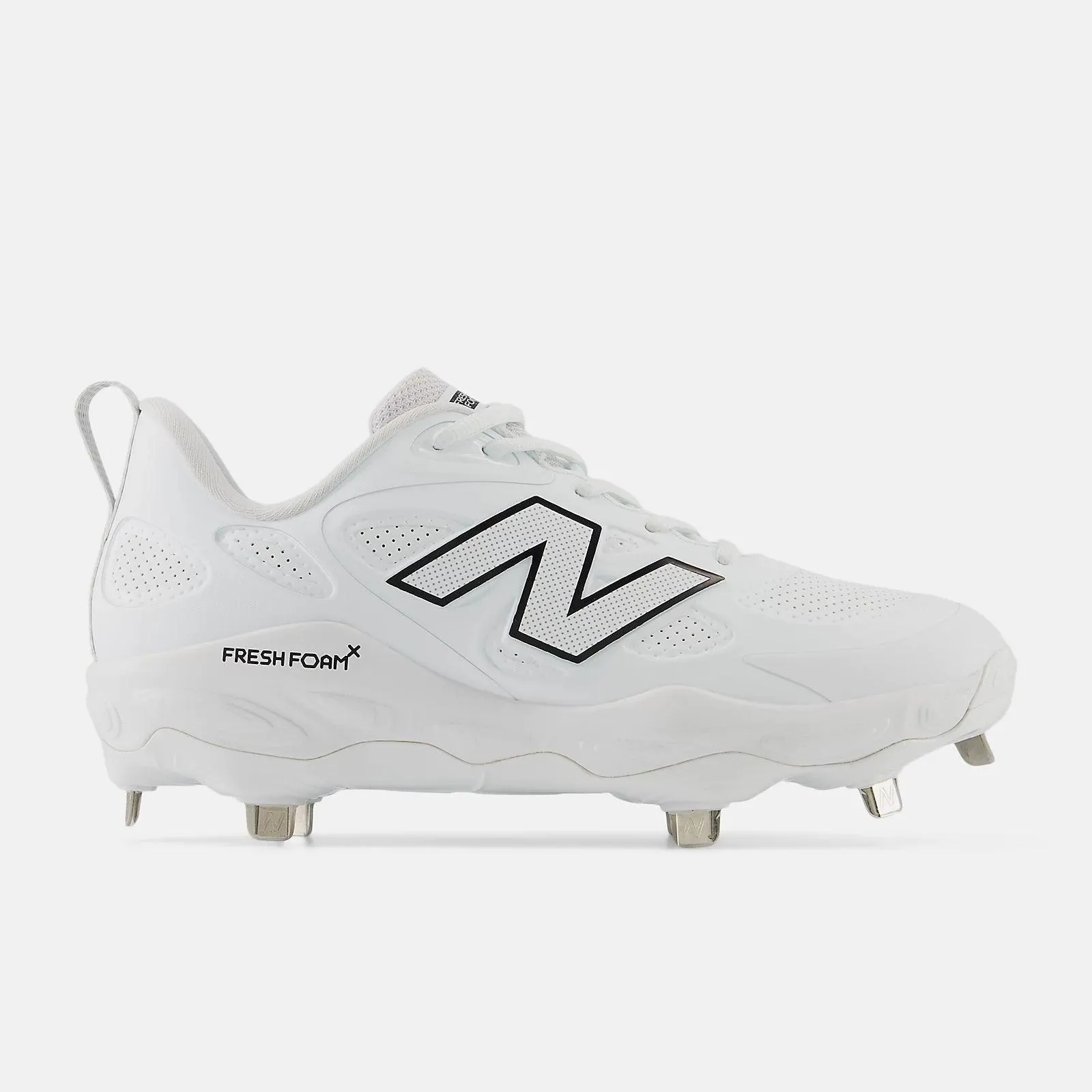 Metal Edge Story Glow New Balance Women's Fresh Foam X Velo v4 Metal Fastpitch Softball Cleats - Synthetic White  SMVELOS4