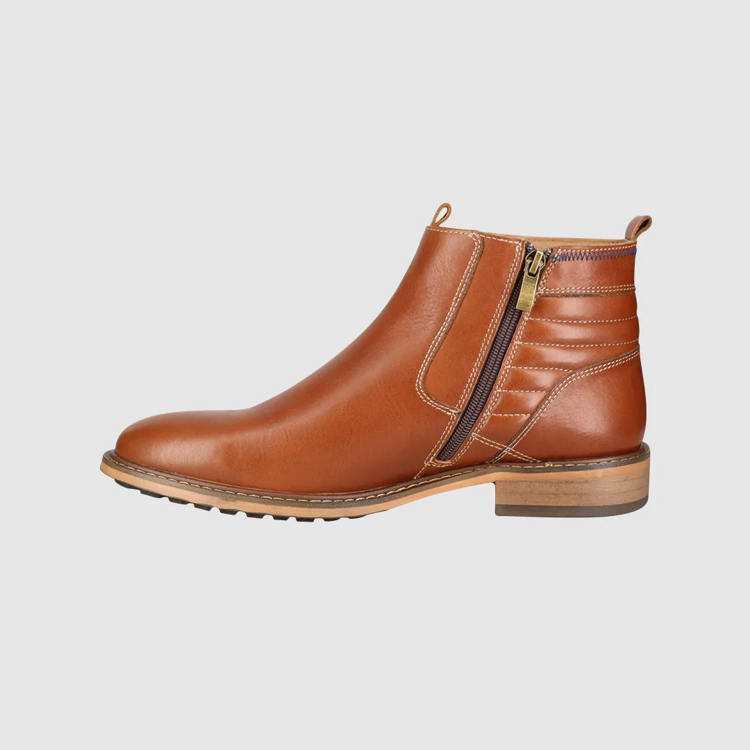 Coffee Shop Calvin Zip Up Boots Tan