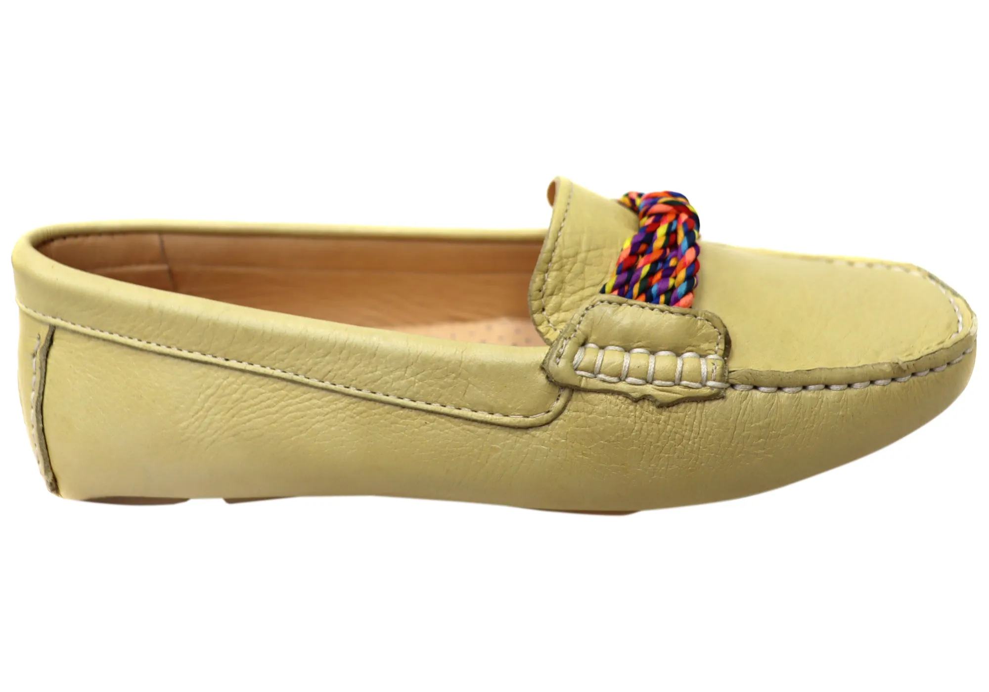 Savelli Erin Womens Comfortable Leather Loafers Shoes Made In Brazil Weekend Wear Print Fun