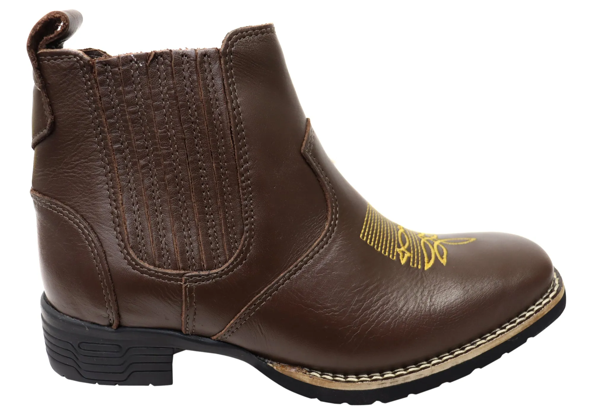 D Milton Ellie Womens Leather Western Cowboy Chelsea Ankle Boots Rugged Look Thermal Core Outdoor Explorer