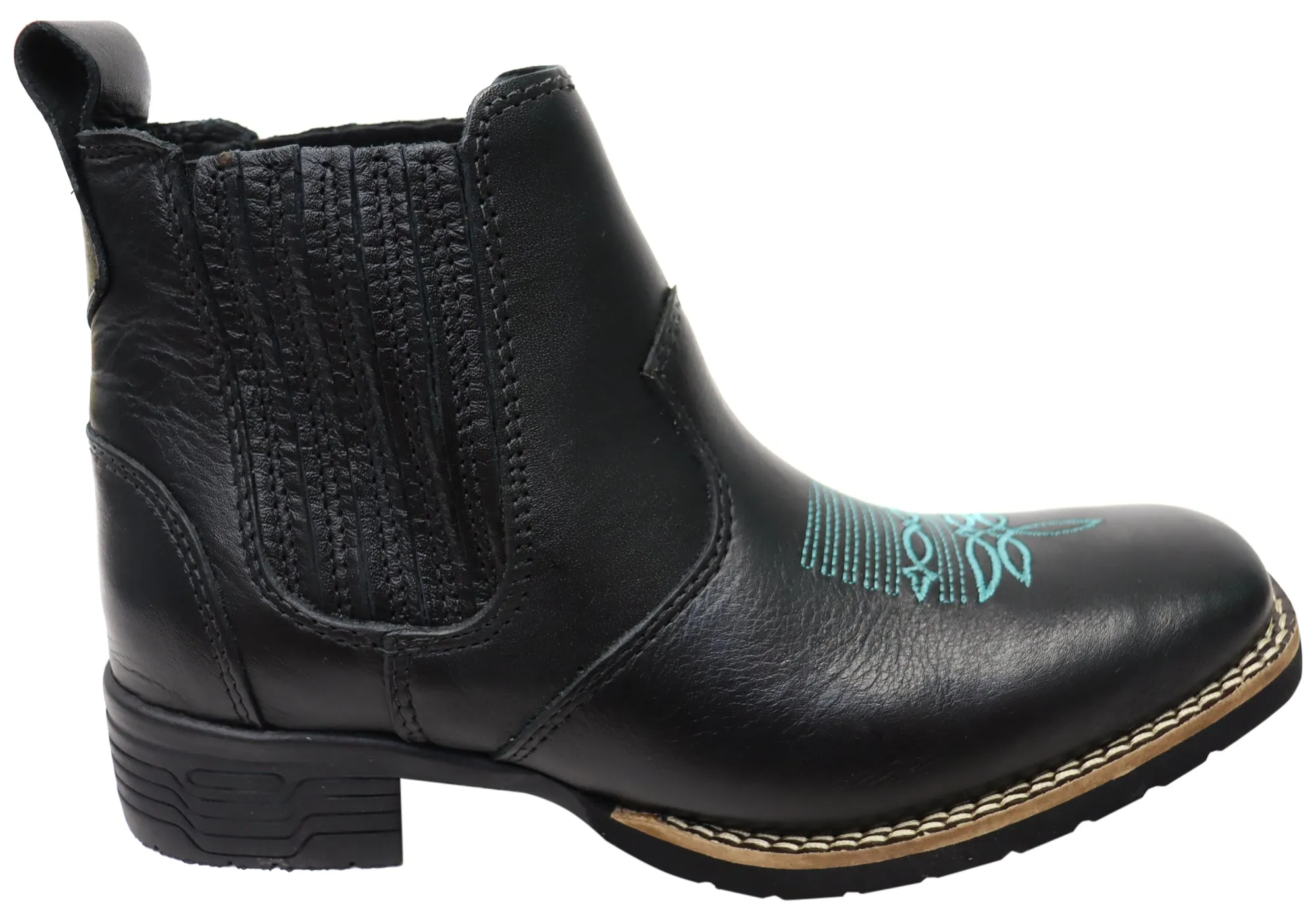 D Milton Ellie Womens Leather Western Cowboy Chelsea Ankle Boots Soft outsole Shock Absorbing Winter Walker