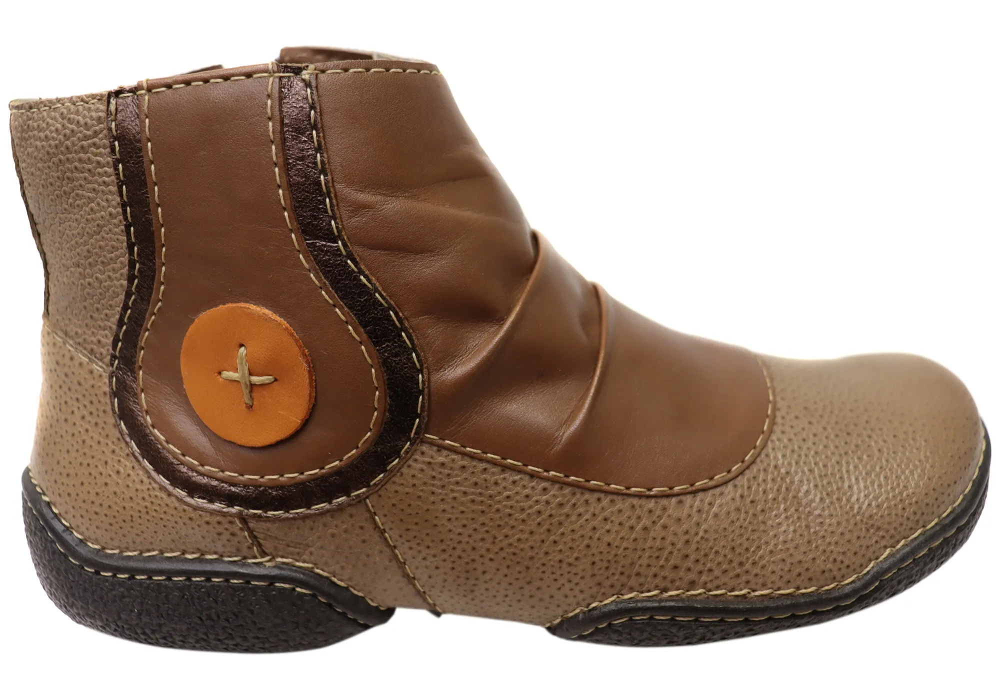 J Gean Luna Womens Comfortable Leather Ankle Boots Made In Brazil Comfortable interior