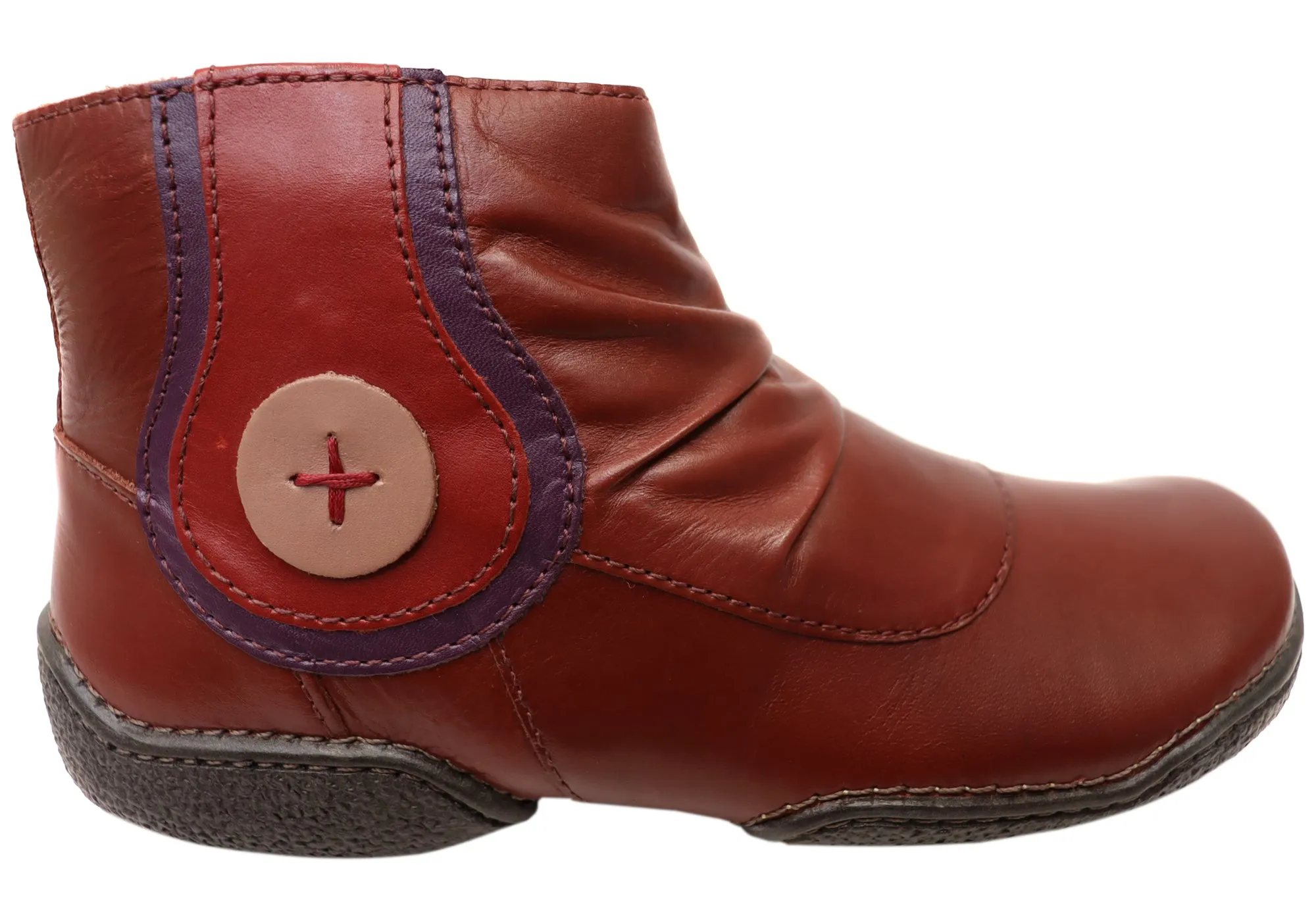 Heavy-Duty Build J Gean Luna Womens Comfortable Leather Ankle Boots Made In Brazil