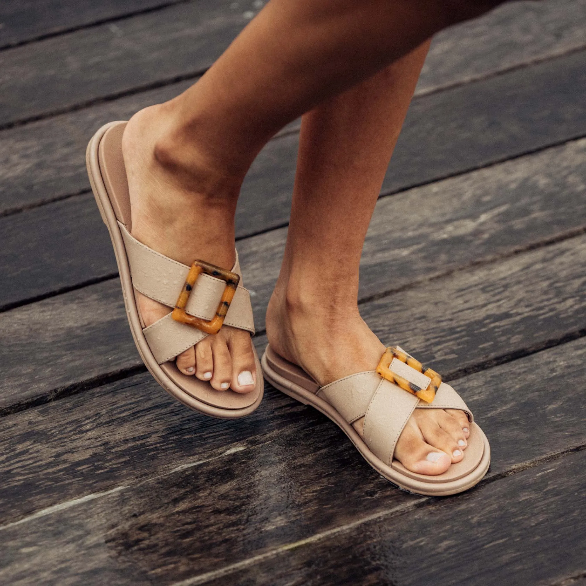 Lai Slide - Taupe Neutral Color Flexible Flats