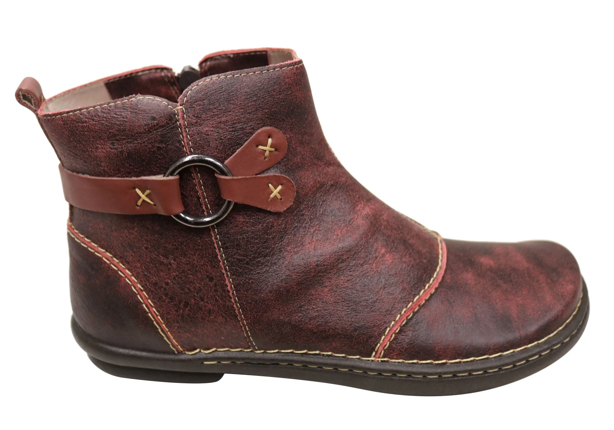 Seamless Comfort Adventure Seeker J Gean Andrea Womens Comfortable Leather Ankle Boots Made In Brazil