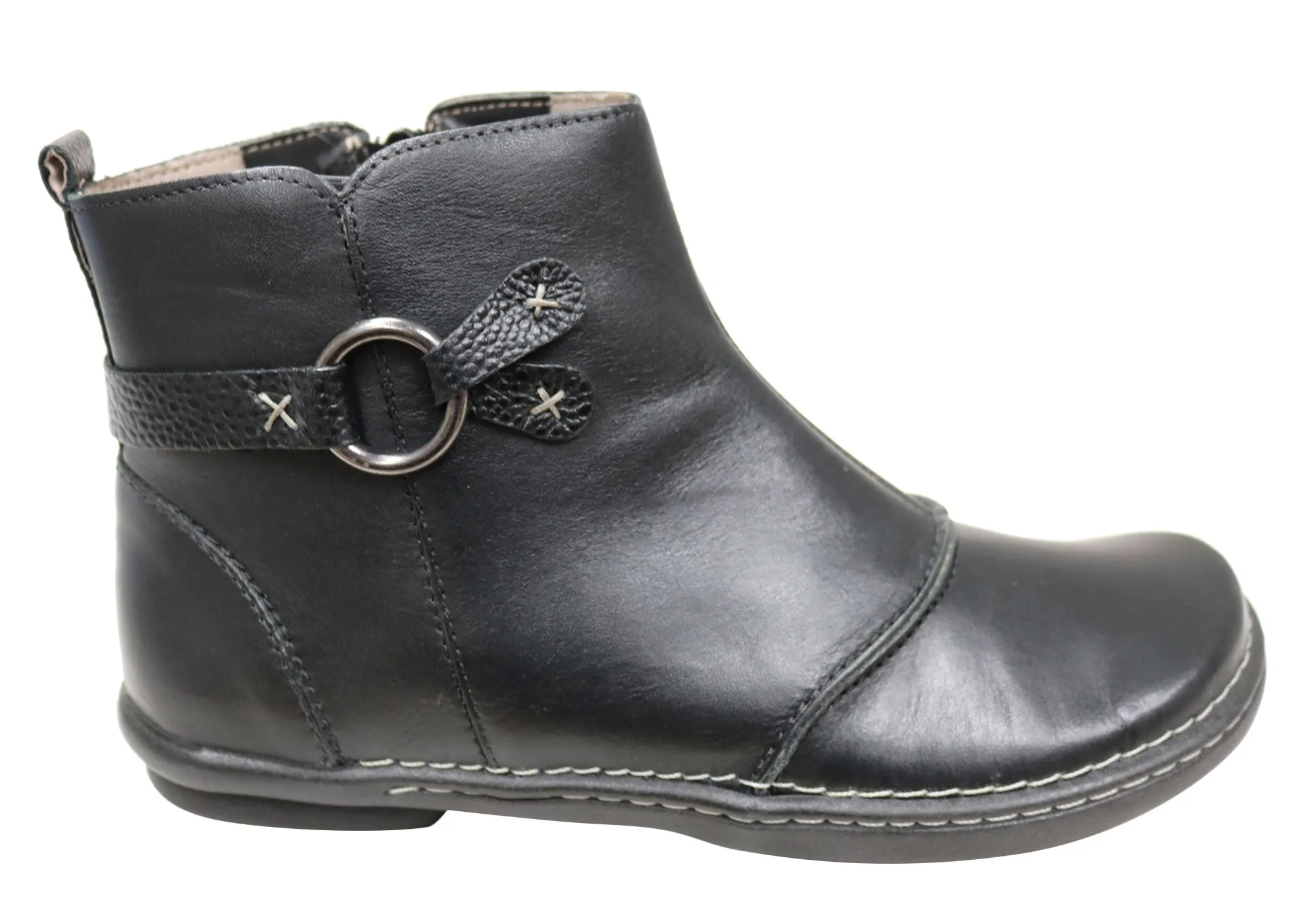 J Gean Andrea Womens Comfortable Leather Ankle Boots Made In Brazil Cushioned Footbed