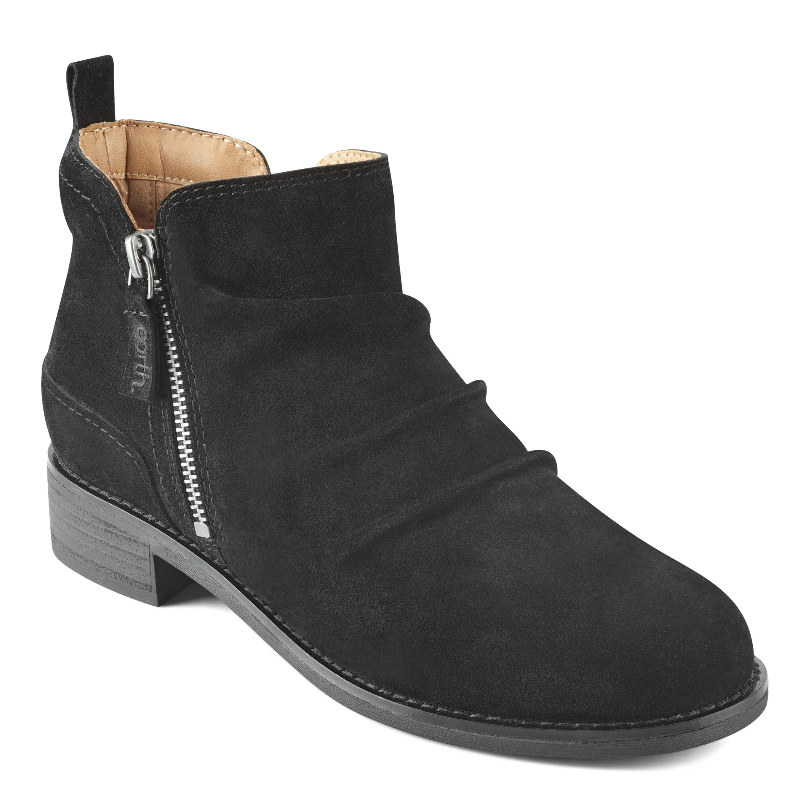 Nadya Round Toe Ruched Casual Booties Shock Absorbing Versatile