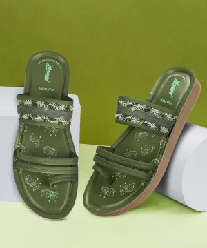 Paragon Women's Slip On Flat Pista Green Sandals | Durable Dailywear Sandals Stay Breezy Bay Walk