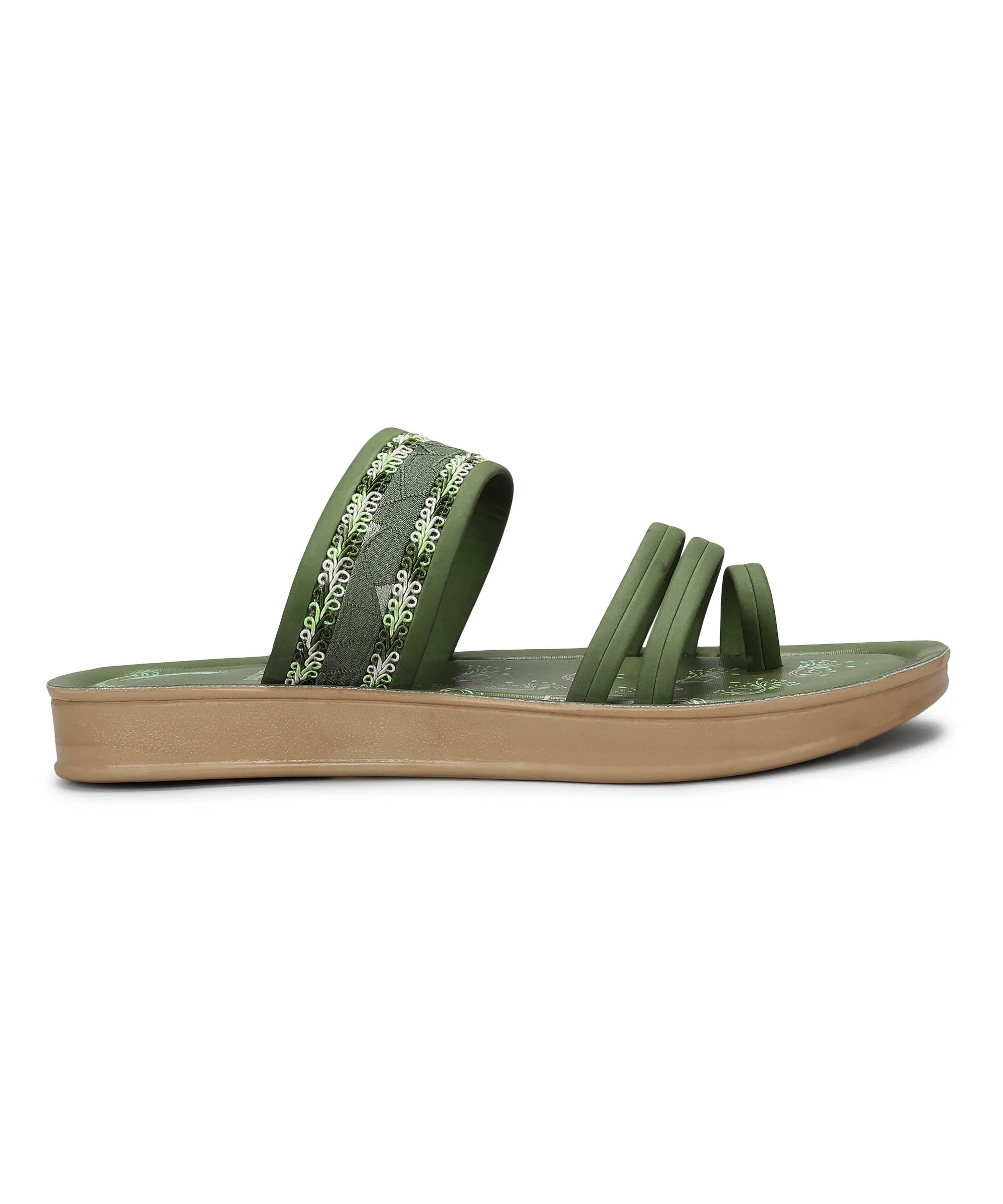 Paragon Women's Slip On Flat Pista Green Sandals | Durable Dailywear Sandals Outdoor Relaxation Shoes Seasonal Footwear