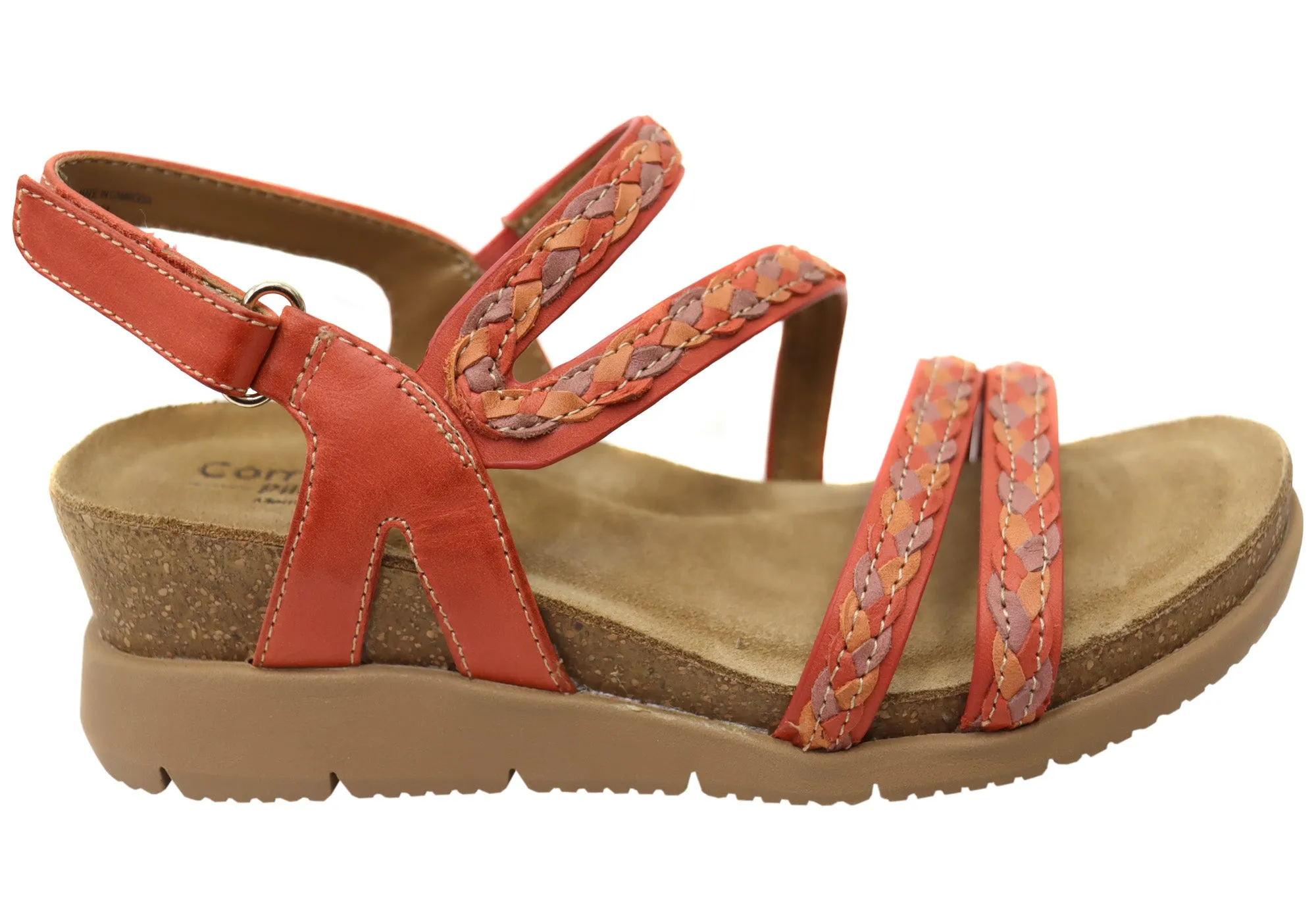 Comfortiva Silvia Womens Comfort Footbed Wide Fit Leather Sandals Outdoor Fun High Heel
