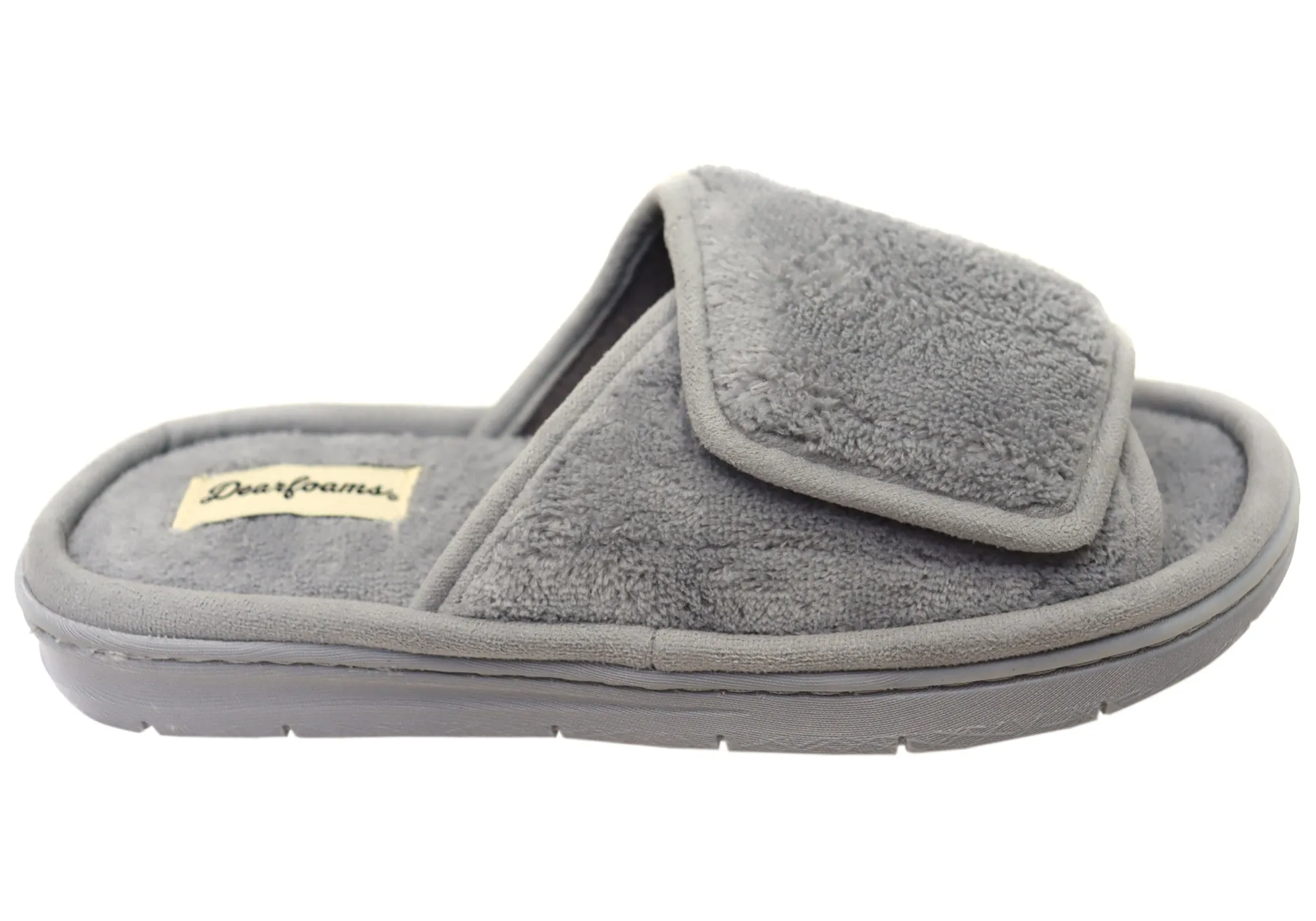 Dearfoams Mens Comfortable Collin Terry Adjustable Slide Slippers Party Pop Casual Sandals