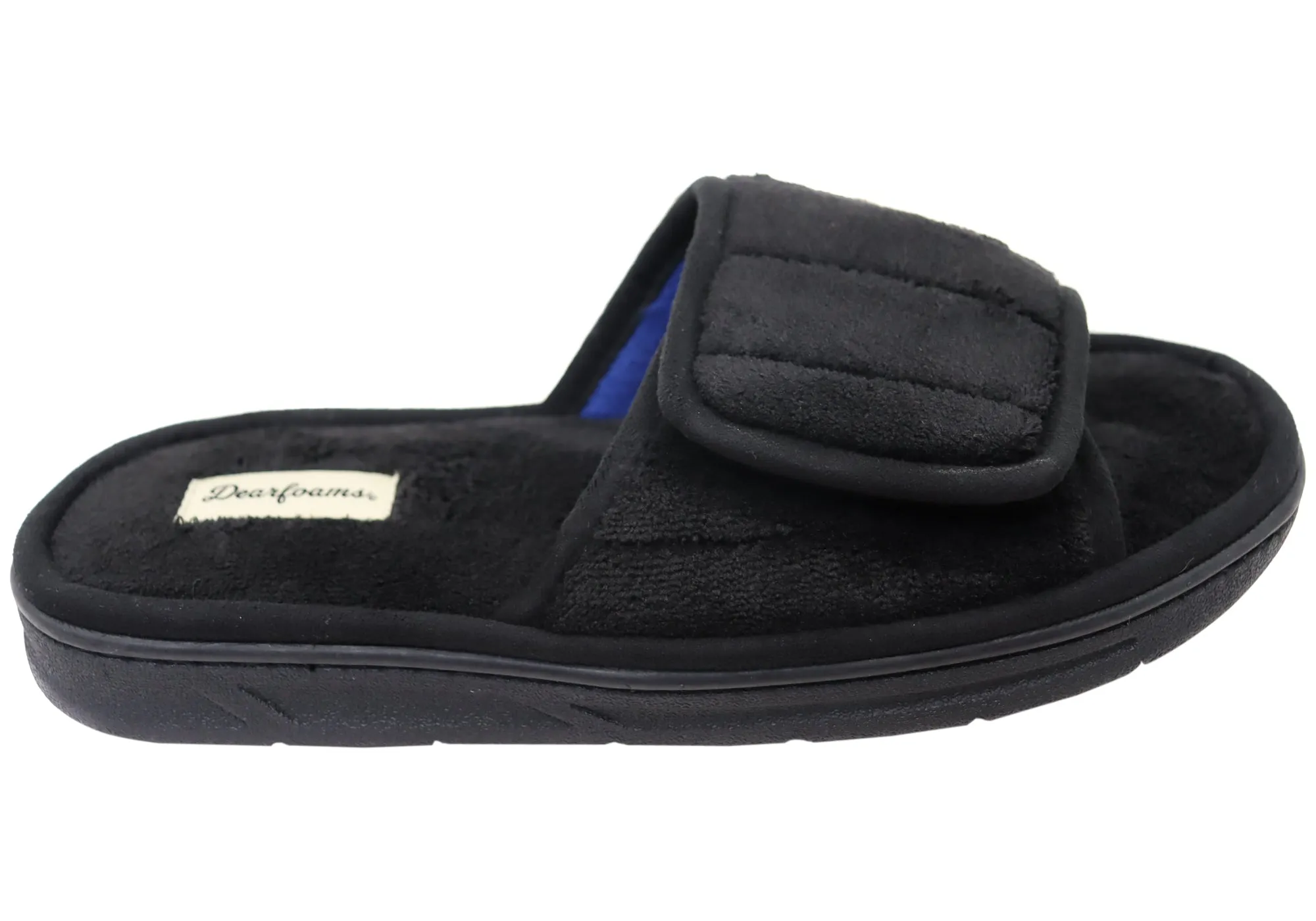 Off Duty Summer Footwear Essentials Dearfoams Mens Comfortable Collin Terry Adjustable Slide Slippers