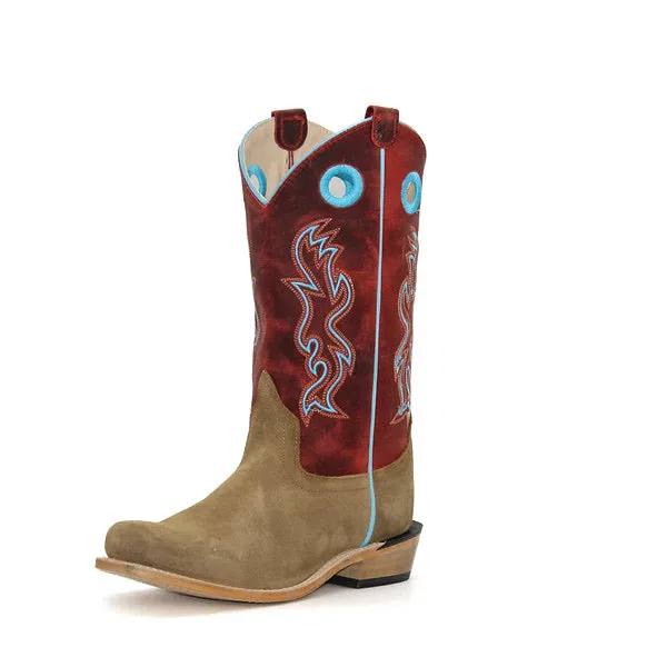 Old West Camel Suede Children's Boot No Laces Functional And Fashionable