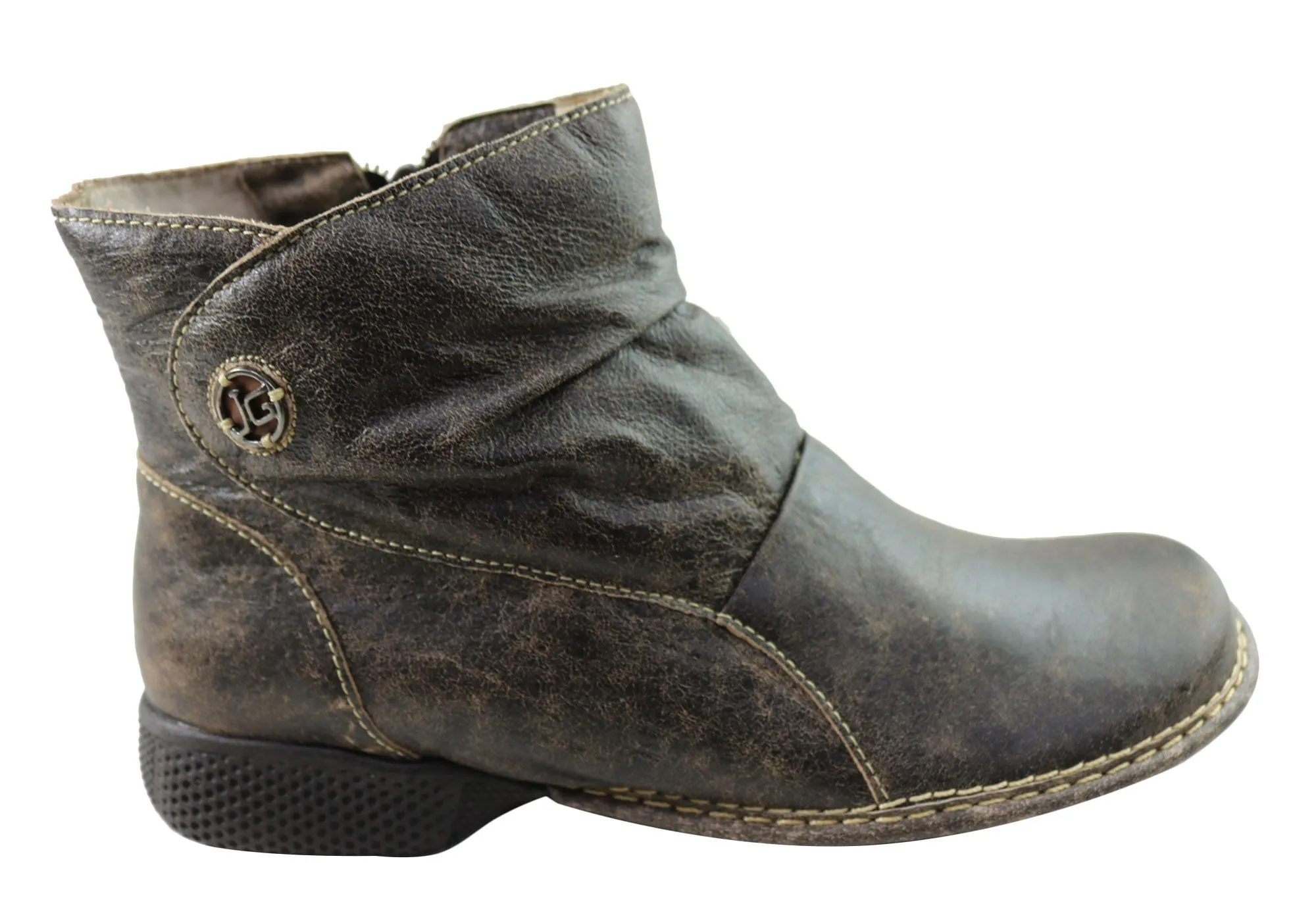 J Gean Cove Womens Comfortable Leather Ankle Boots Made In Brazil All-Weather Wear