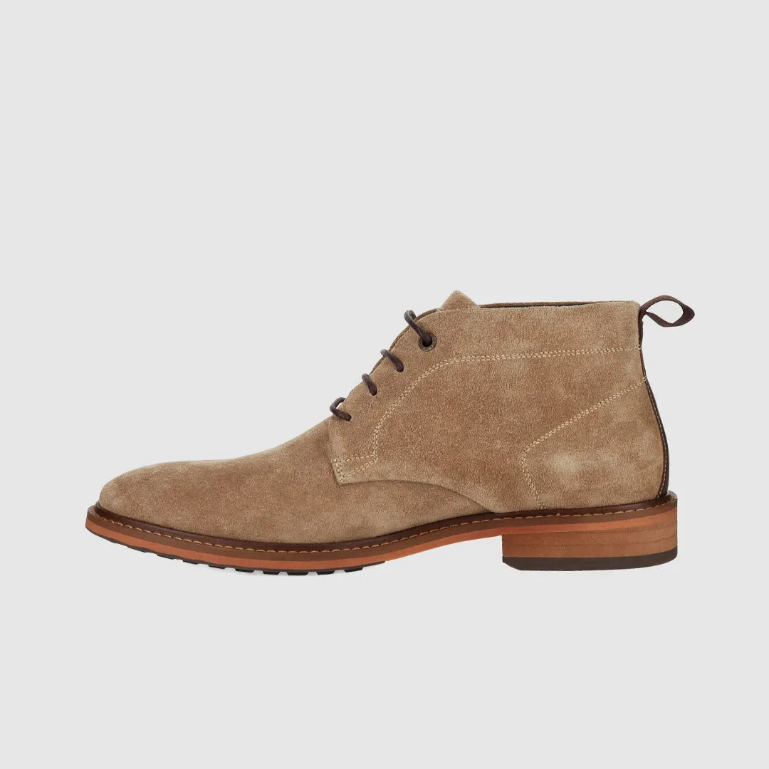Simple Look Clapton Lace Up Boots Beige Suede