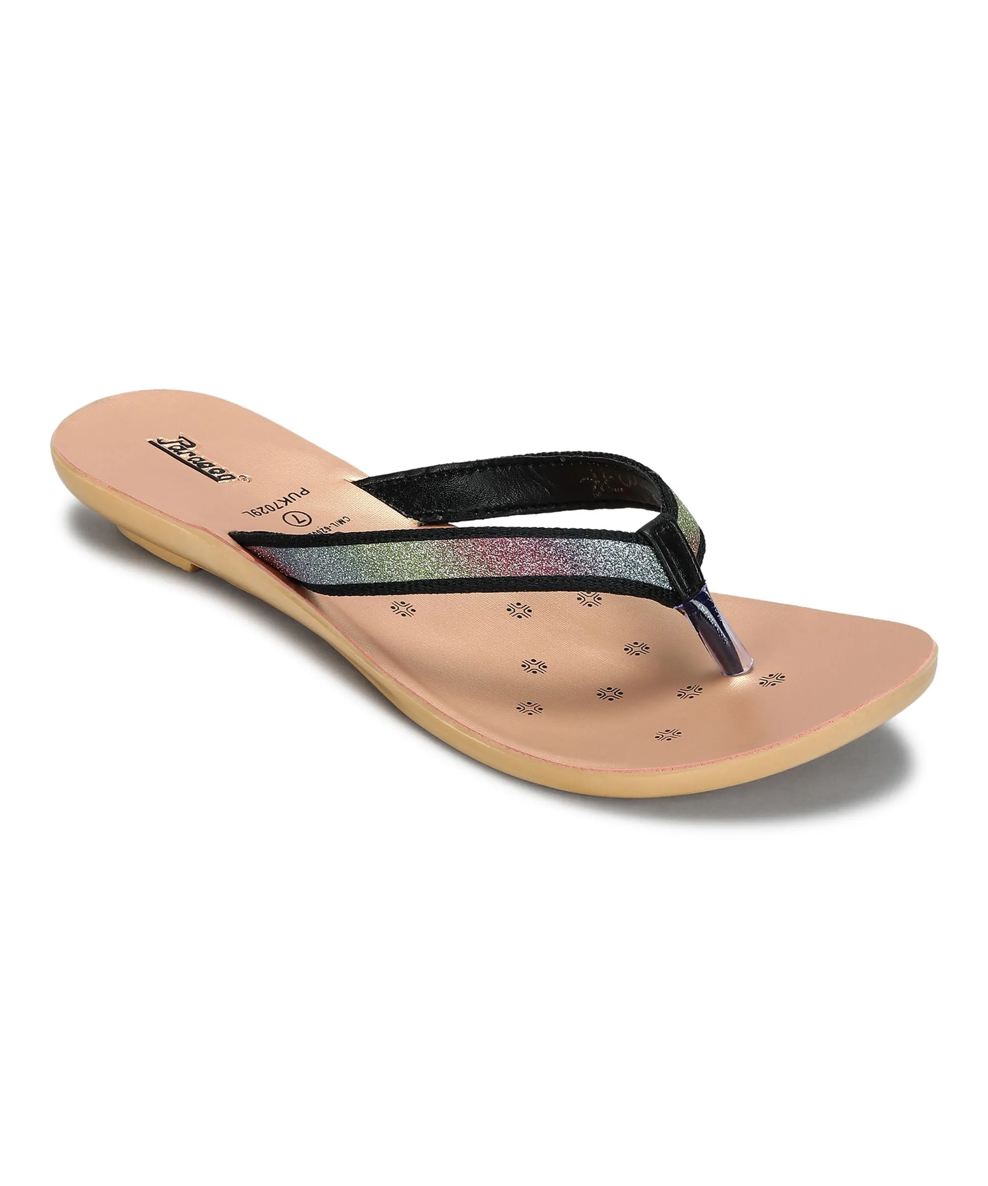 Woven Multi Strap Paragon Women's Slip On Flat Black Sandals | Durable Dailywear Sandals