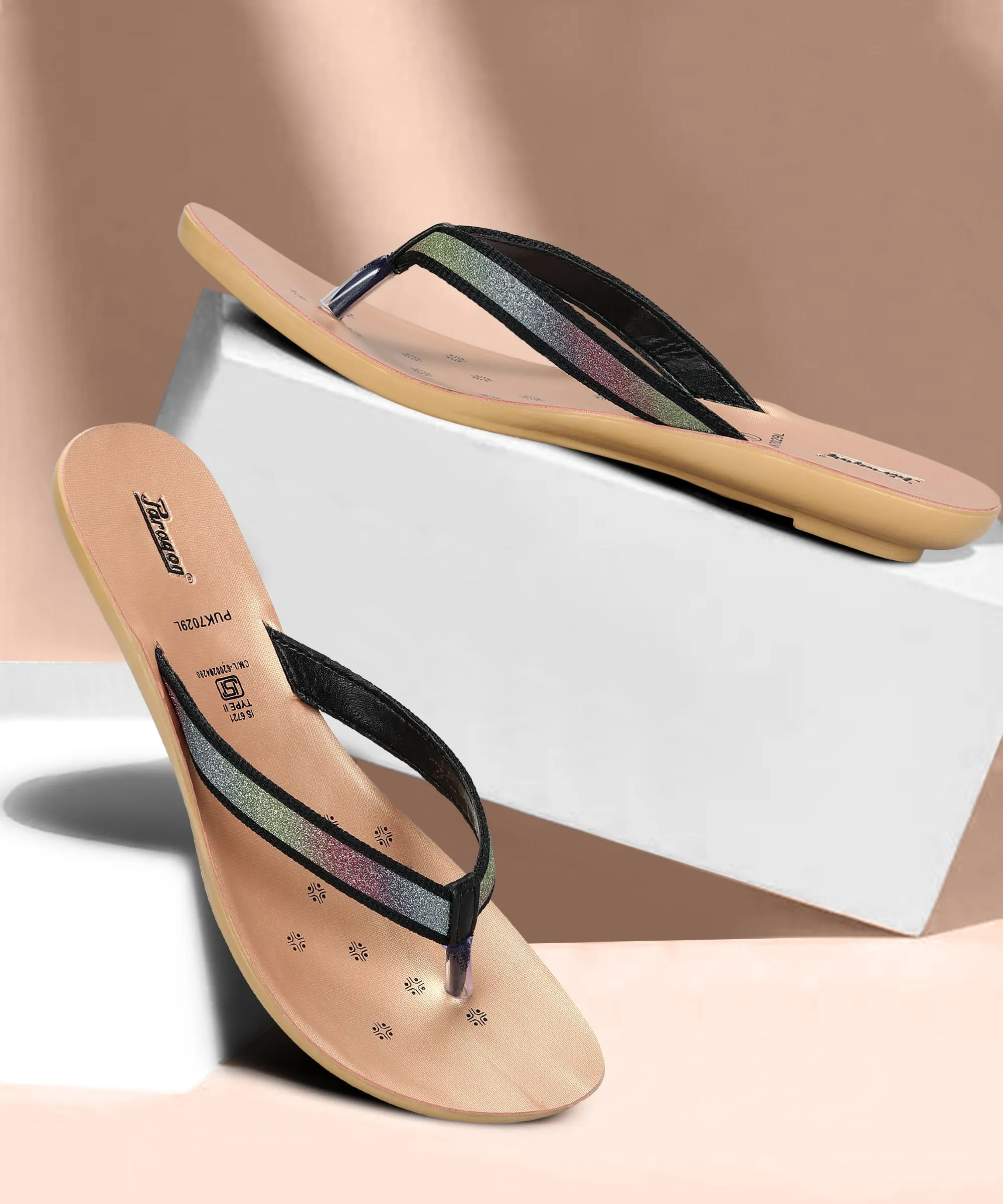 Paragon Women's Slip On Flat Black Sandals | Durable Dailywear Sandals Summer Open Toe Shoes Breezy Comfort