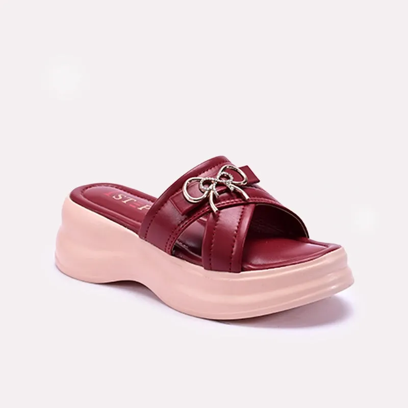 Breathable Closet Core Maroon Platform Slippers 0413163