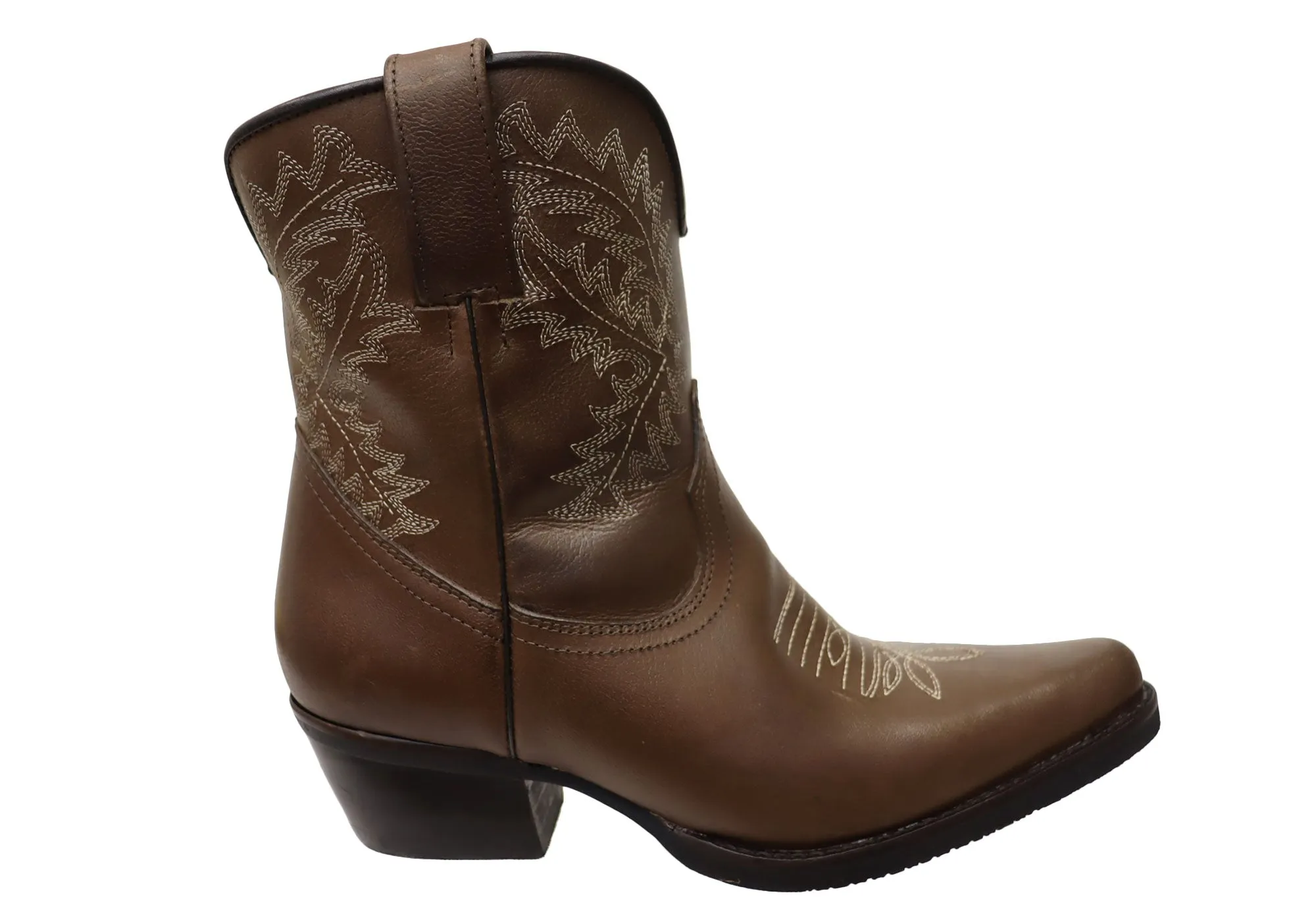 D Milton Edwina Womens Leather Western Cowboy Ankle Boots Tough