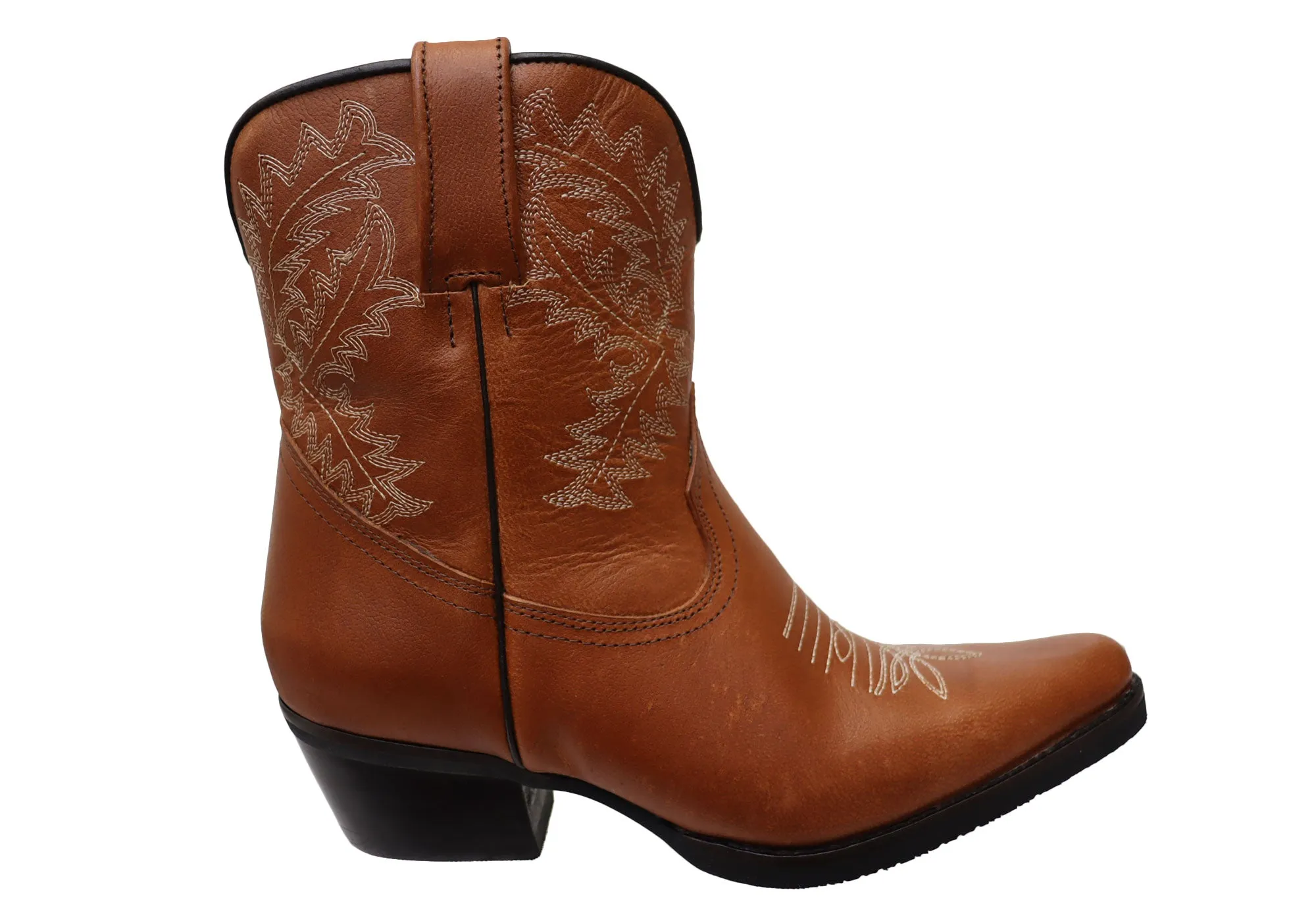 Padded Interior Rural Traveler D Milton Edwina Womens Leather Western Cowboy Ankle Boots