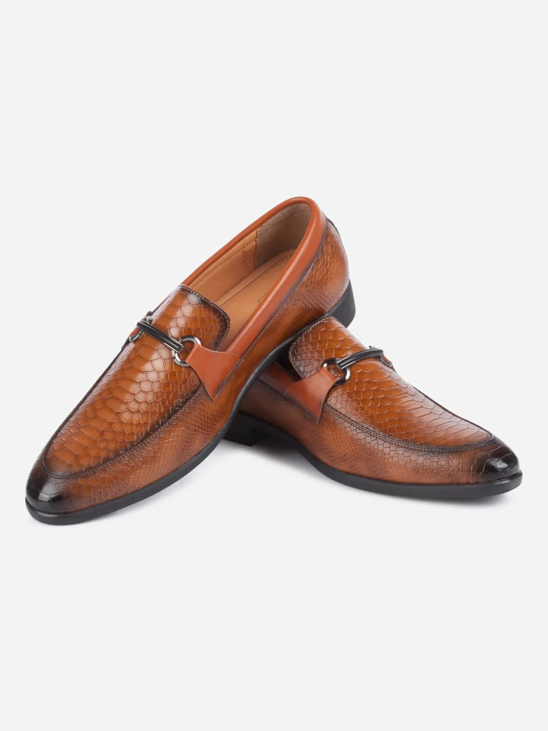 Sleek Finish Travel Easy Men's Tan Semi Fomal Formal Slip On (IX1087)