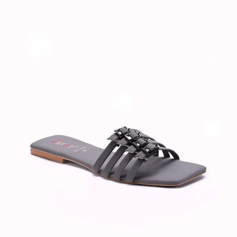 Curve Hug Gray Casual Flat Slippers 0412822