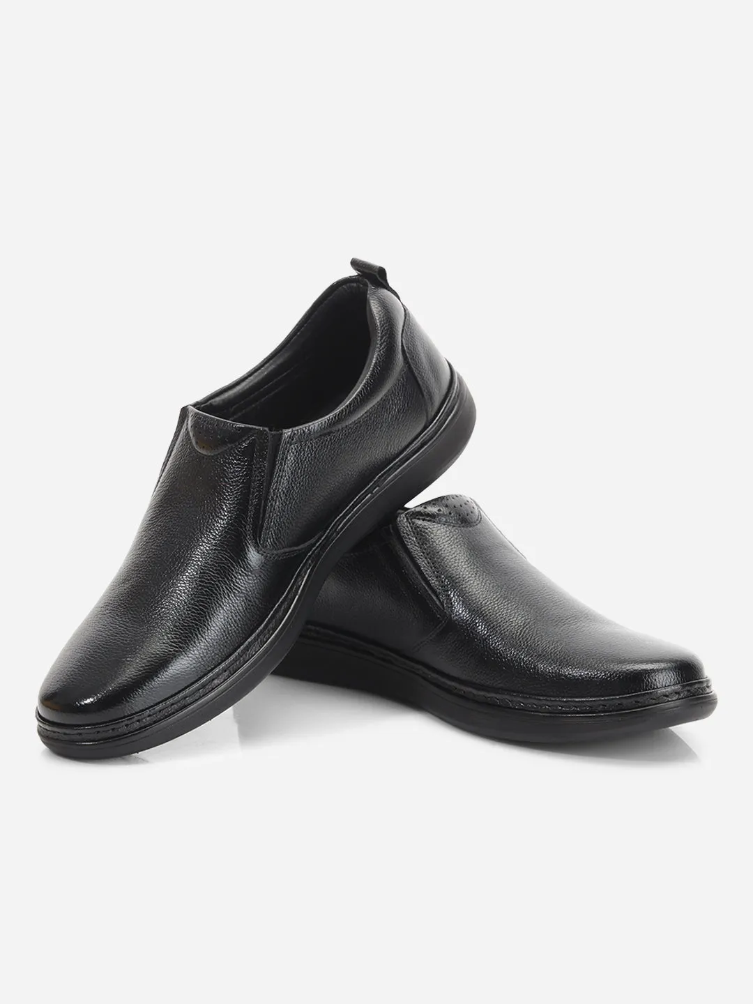Suede Grain Lightweight Sole Men's Black Round Toe Slip-On Semi Formal (ID2225L)