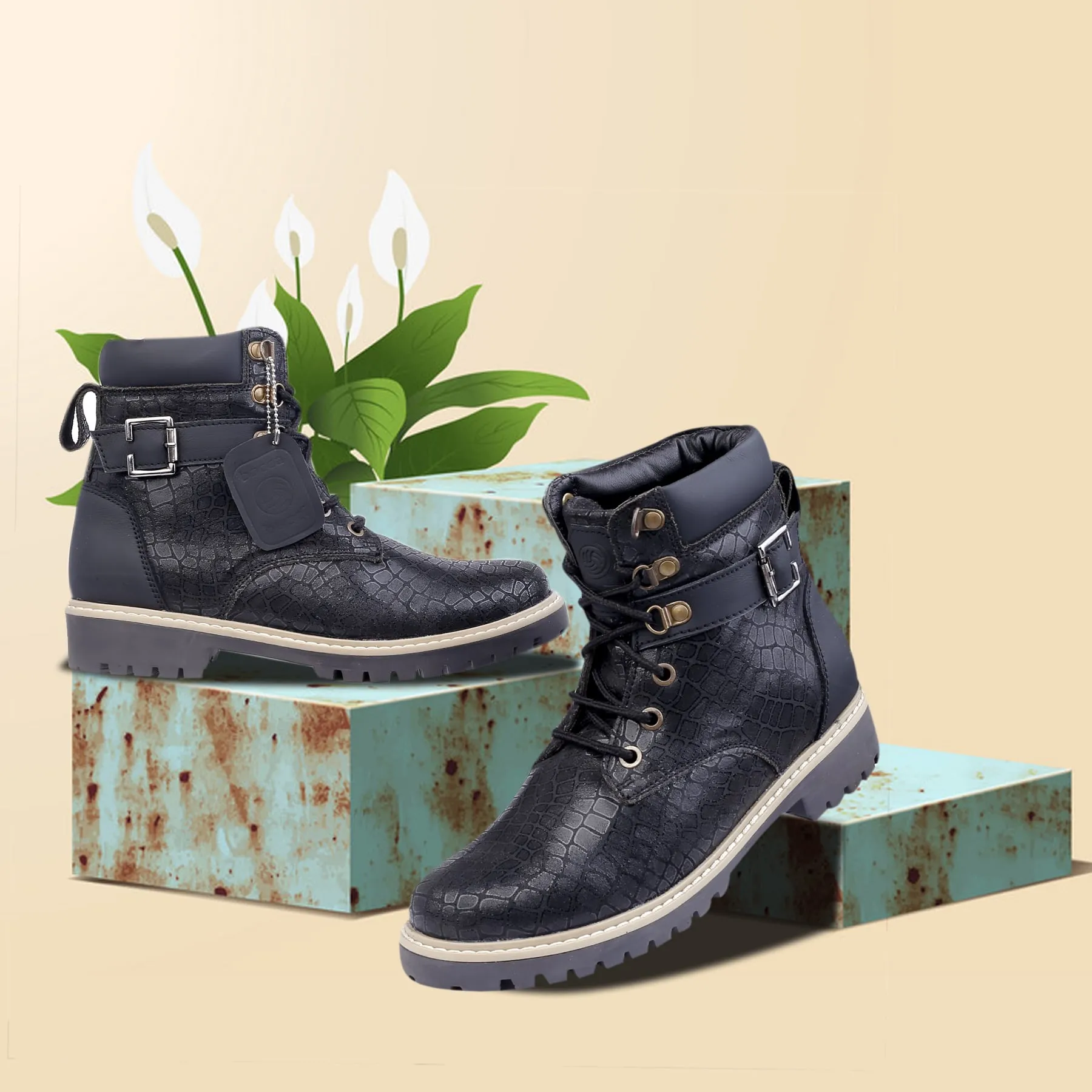 Dust Free Bacca Bucci WOMEN Genuine-Leather High-Ankle Chukka Boots | Model Name: MASHA