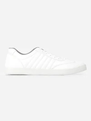 Men's White Lace Up  Sneakers IX6020 urban vibe Woven Texture