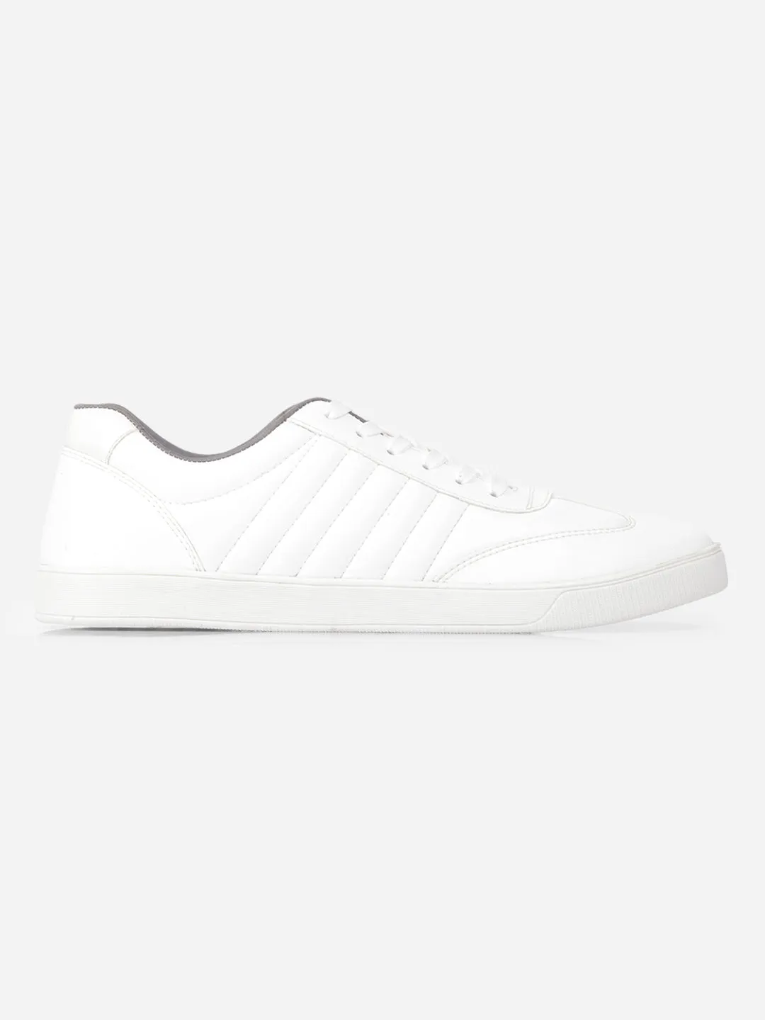 Men's White Lace Up  Sneakers IX6020 urban vibe Woven Texture