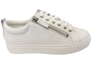 Florsheim Womens Comfortable Leather Sabrina Lace To Toe Sneakers Daily Go-To