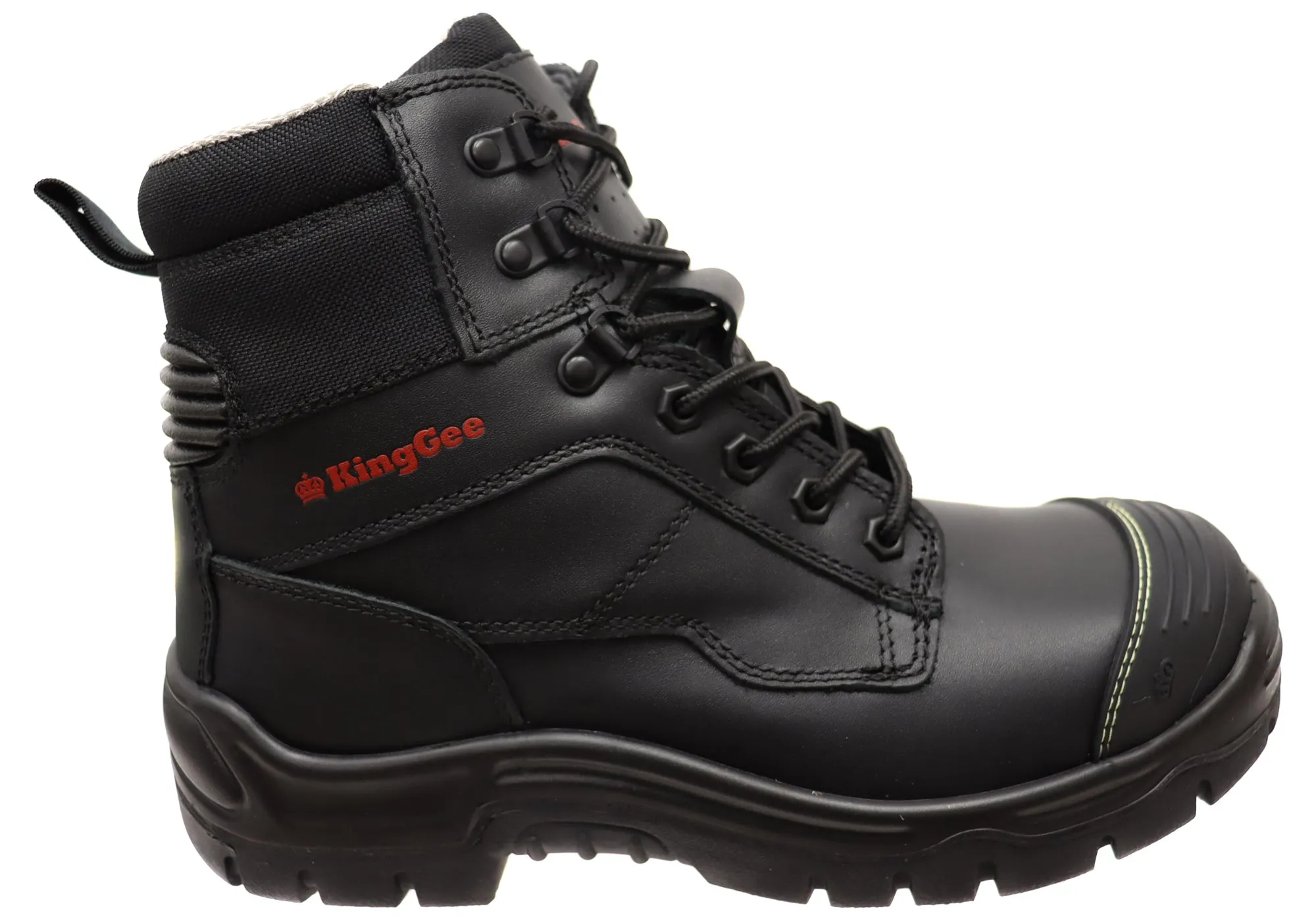 KingGee Mens Phoenix 6Z Side Zip Safety Work Boots With Scuff Cap Cushioned Step Cold Weather Commuter Feather Light Rural Traveler