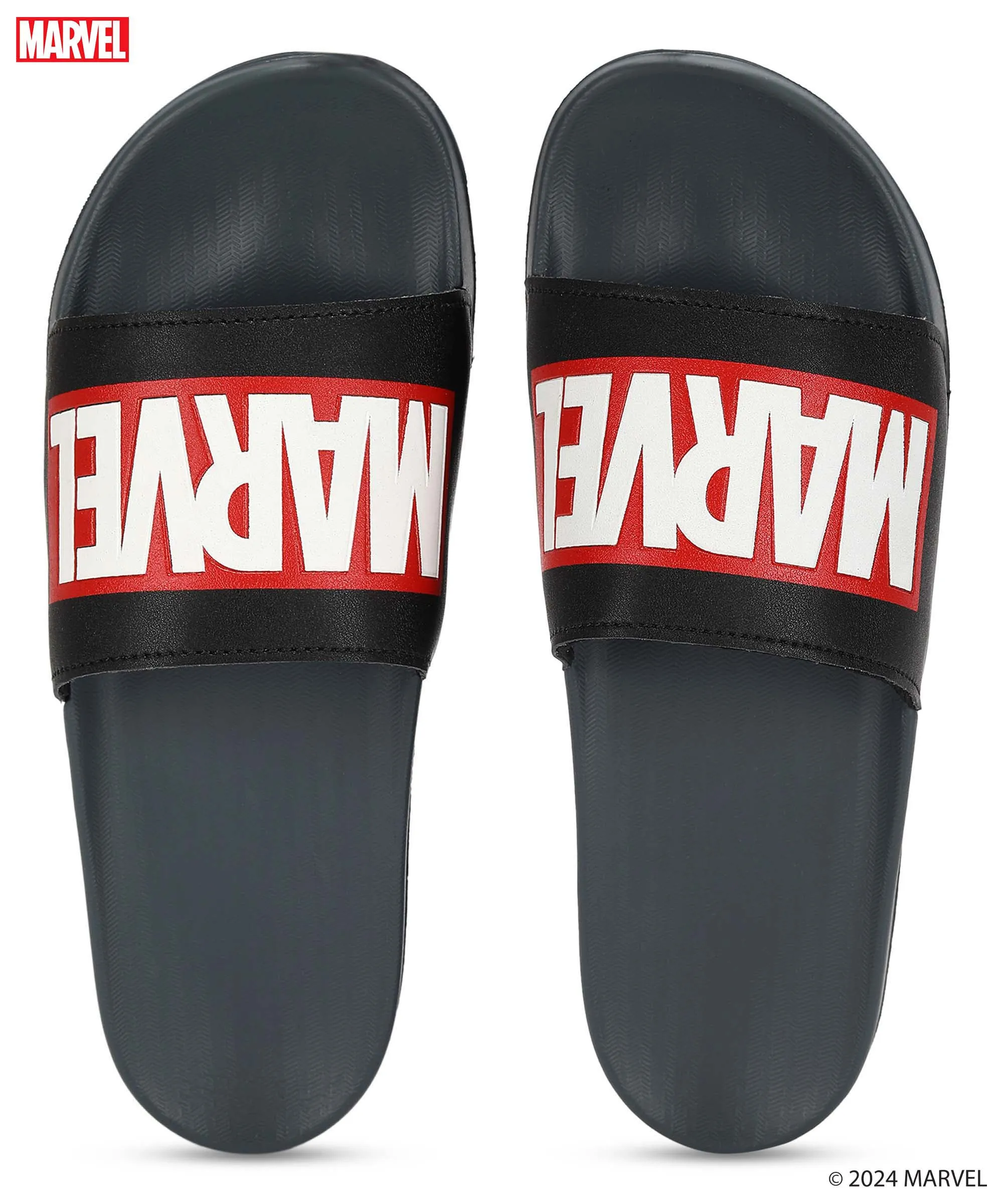 Marvel EVMK10922G Men's Black Sliders | Trendy Sliders with Durable & Cushioned Sole Construction | Waterproof & Lightweight, Perfect for Everyday Casual Wear Stylish Look