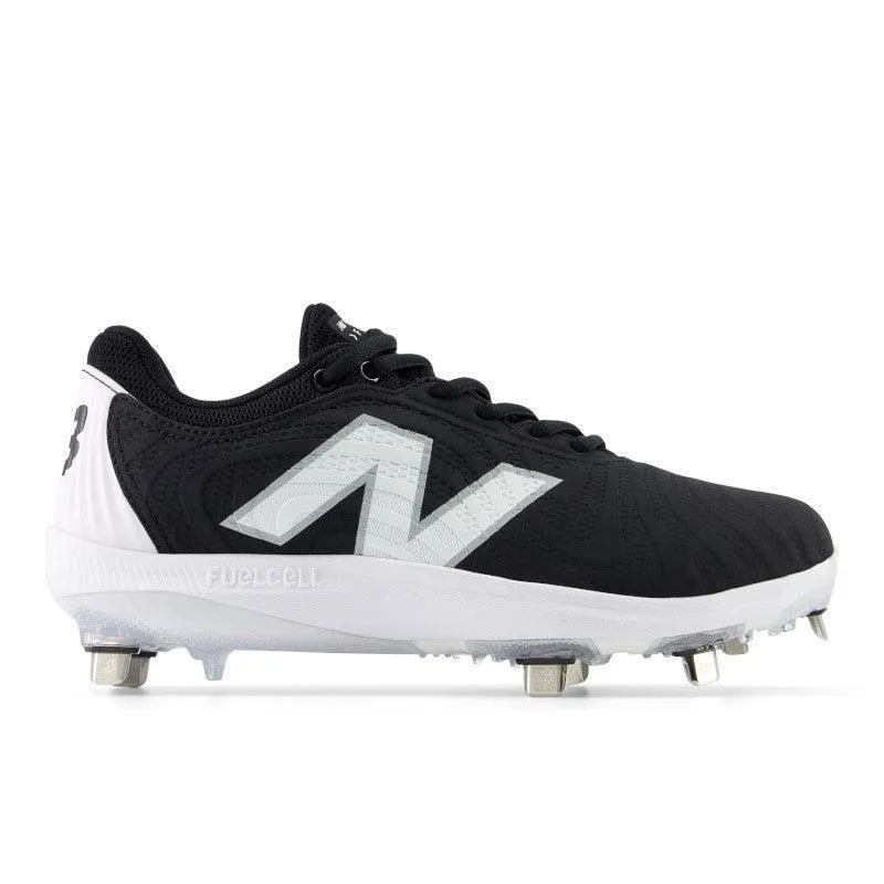 Leather Upper New Balance Women's FuelCell FUSE v4 Metal Fastpitch Softball Cleats - Black / Optic White - SMFUSEK4