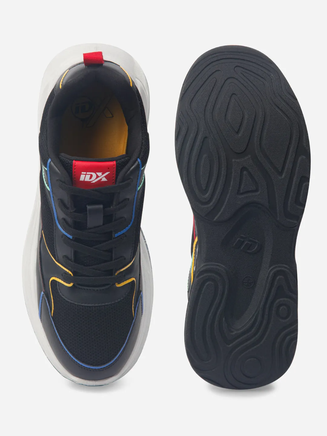 Long distance Men's Black Spectrum Lace Up Sneakers (IX1066)
