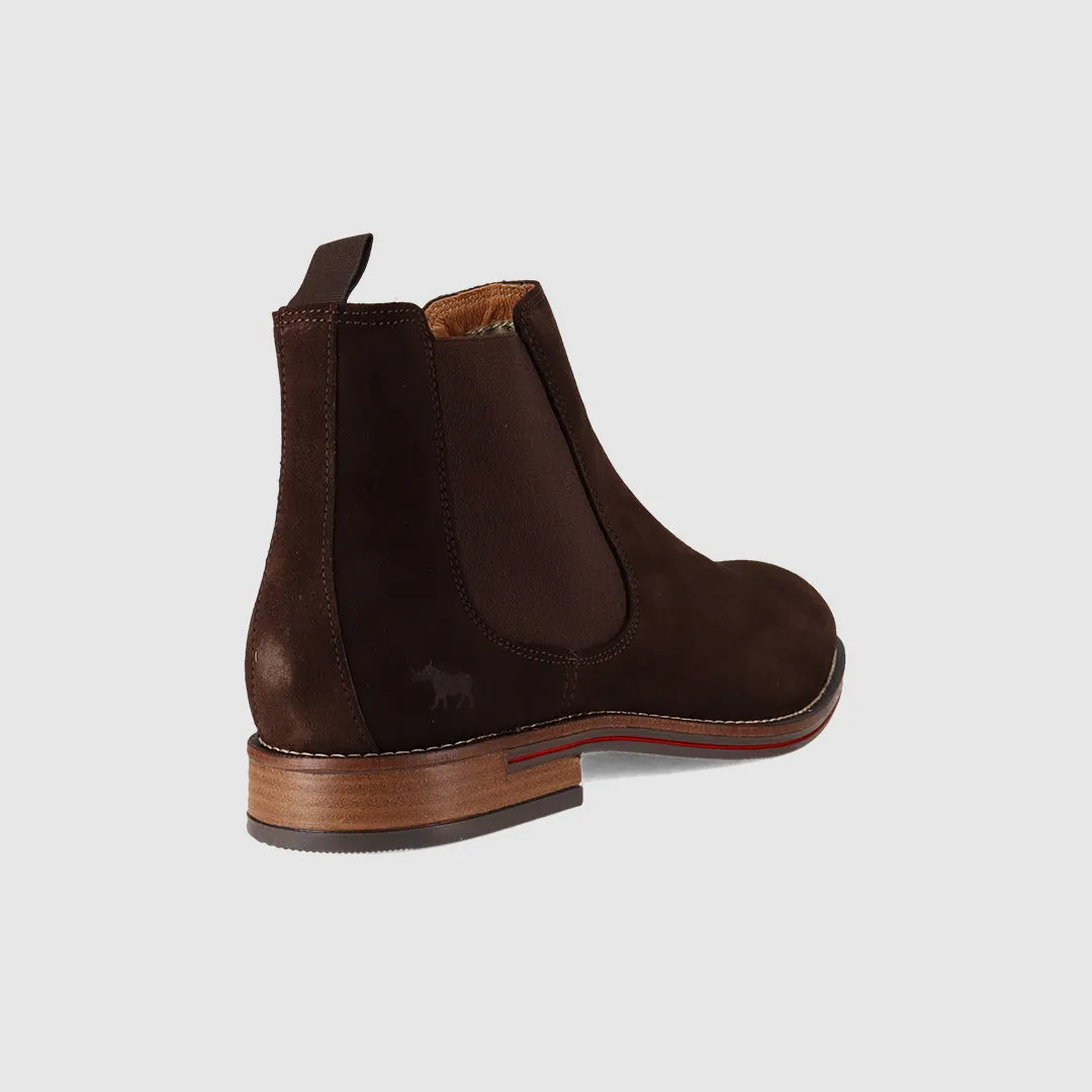 Warm Interior Winner Chelsea Boots Dark Brown Suede